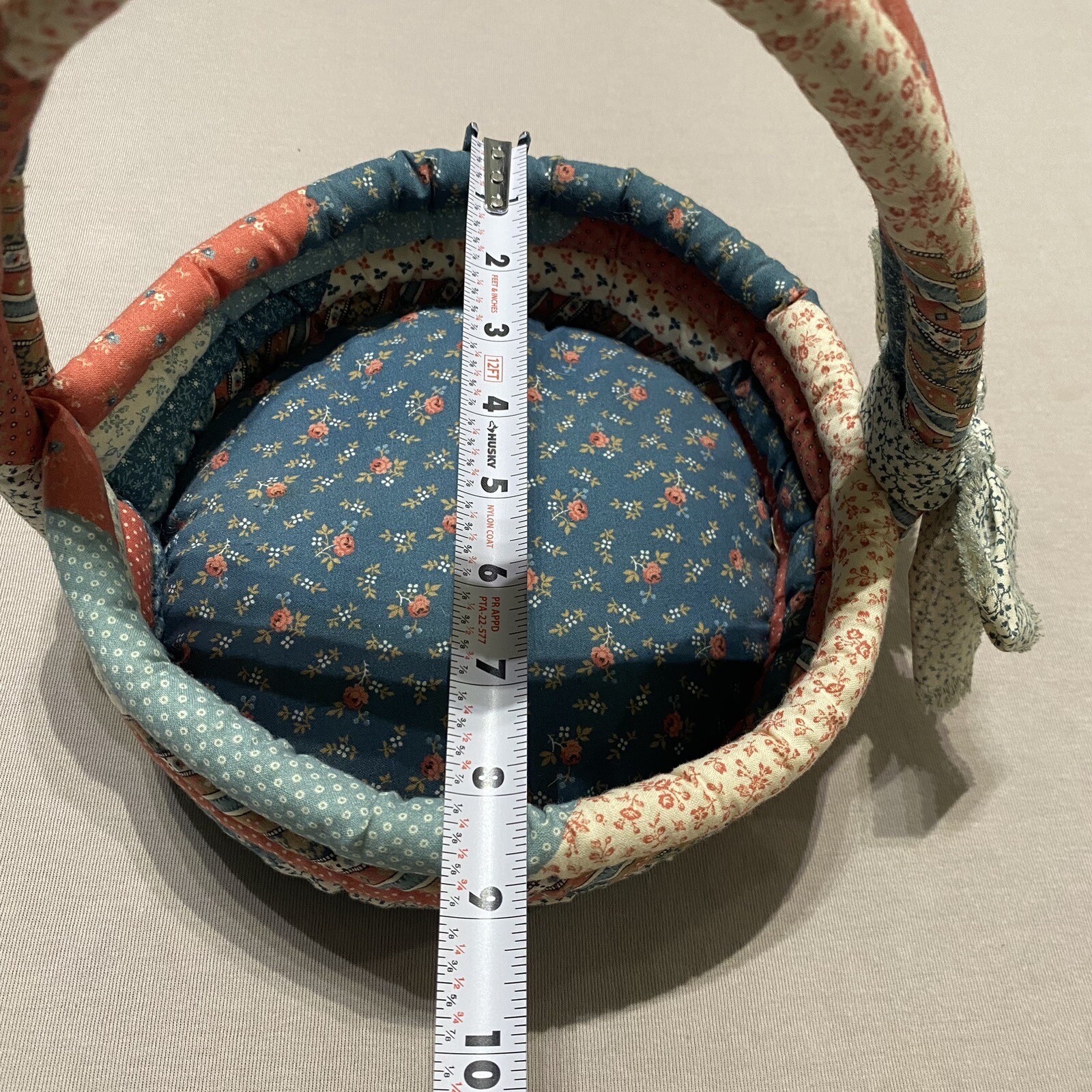 Handcrafted Easter Basket Fabric Bunny Egg / Fabric Quilted Basket