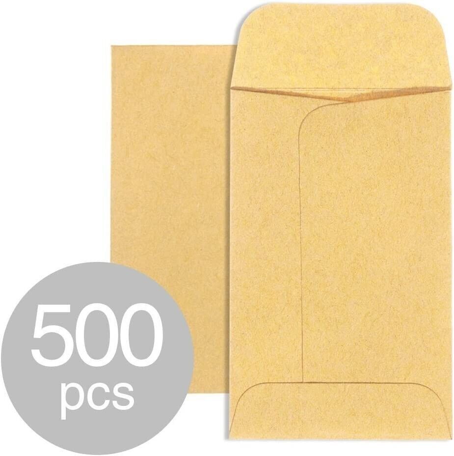 COIN ENVELOPES #3 MANILA 2 1/2 4 1/4 BOX OF 500 ENVELOPES KRAFT