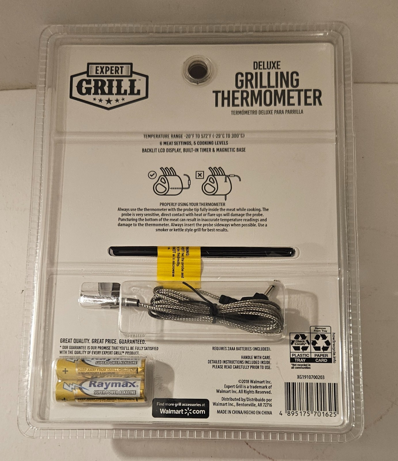 Expert Grill Deluxe Grilling Thermometer Built-in Timer LCD Screen