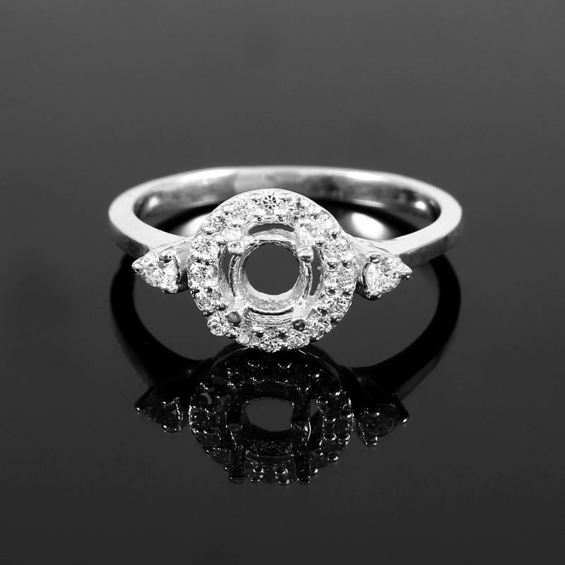Silver 5 mm Round Semi Mount Ring silver round ring Blank Engagement Ring