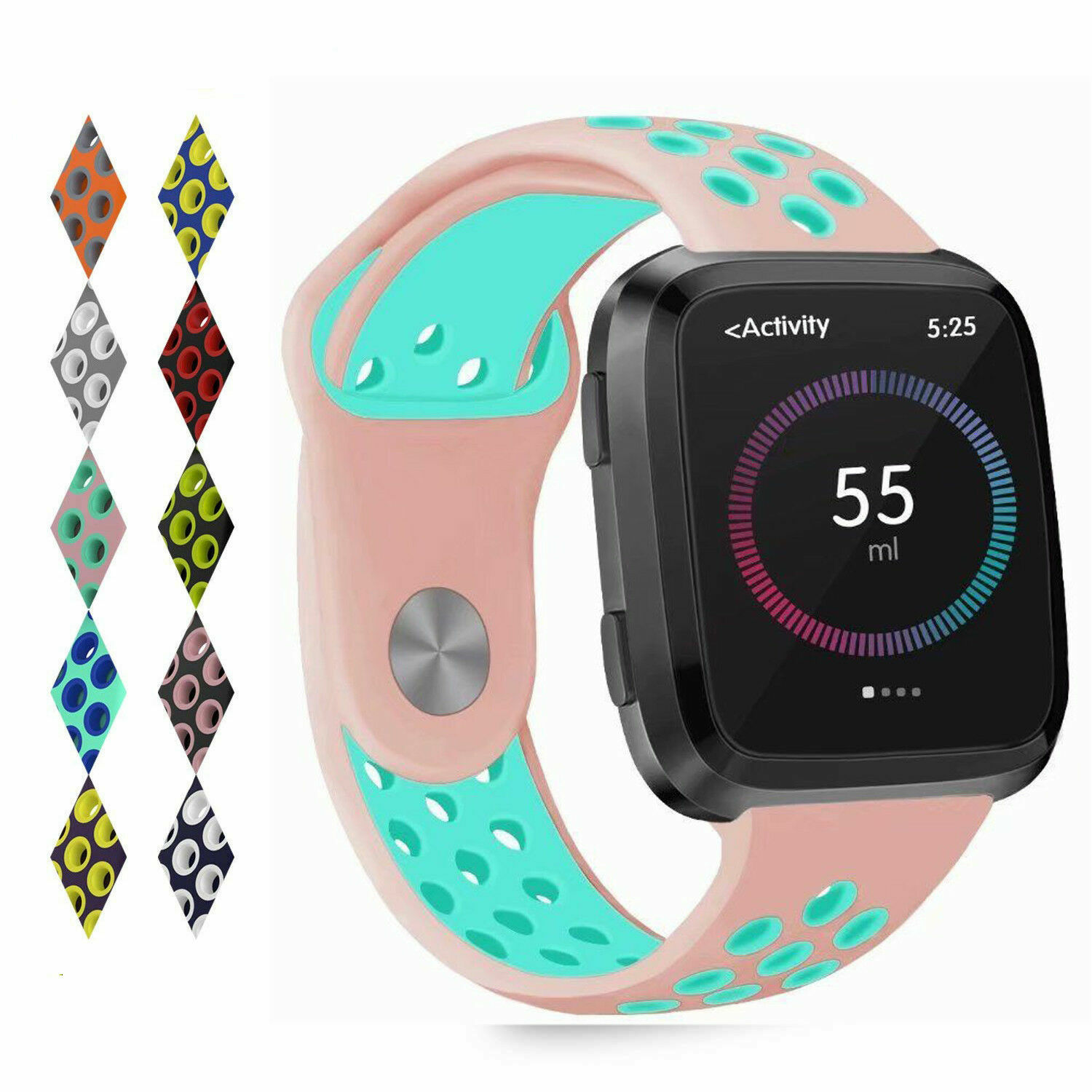 For Fitbit Versa 1 2/Lite /SE Sport Silicone Strap Breathable Wrist Watch Bands
