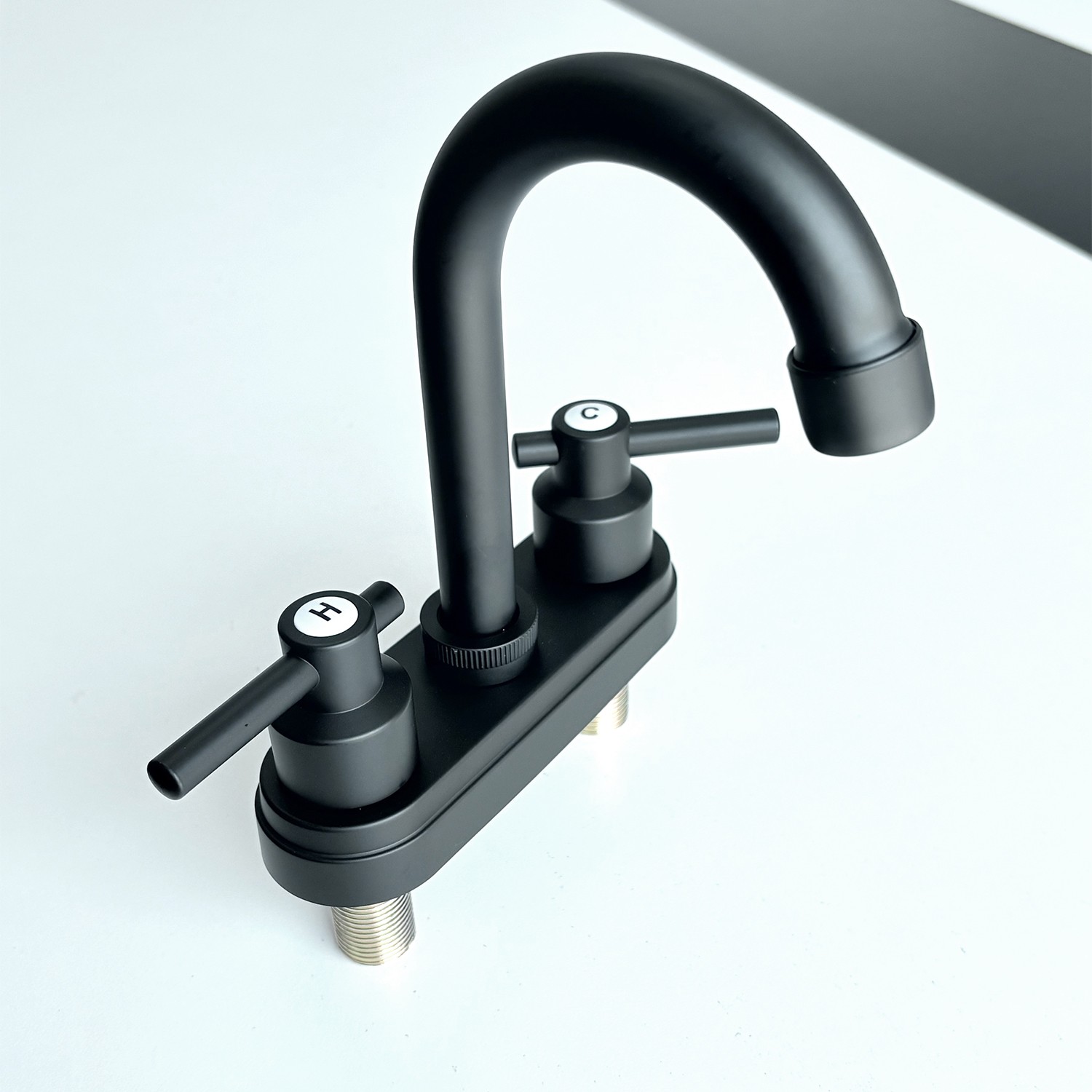 4'' 2-Handle Centerset Bathroom Sink Faucet - Black Finish Durable Construction