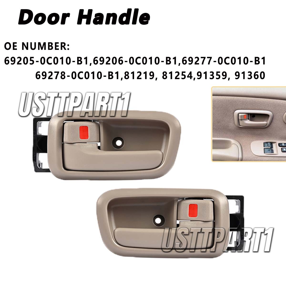 PAIR 2000-2006 For Toyota Tundra Bige Inner Door Pull Handle Front Left & Right