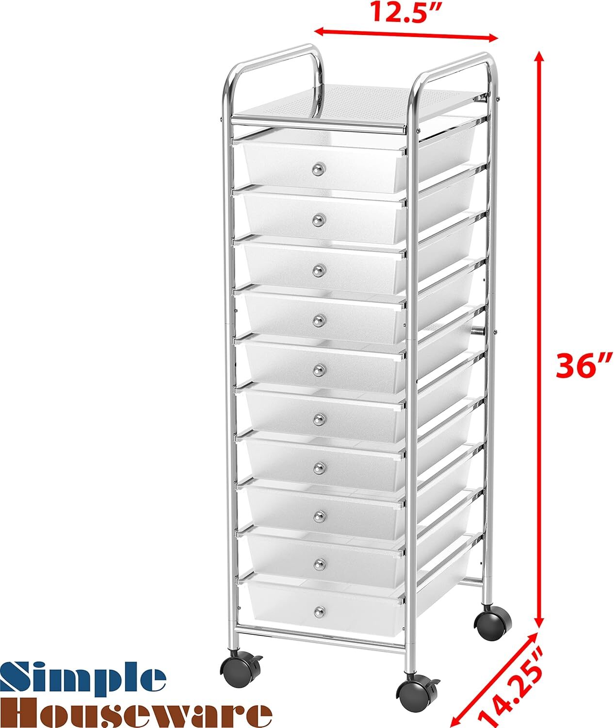 SimpleHouseware Utility Cart with 10 Drawers ,Rolling Storage