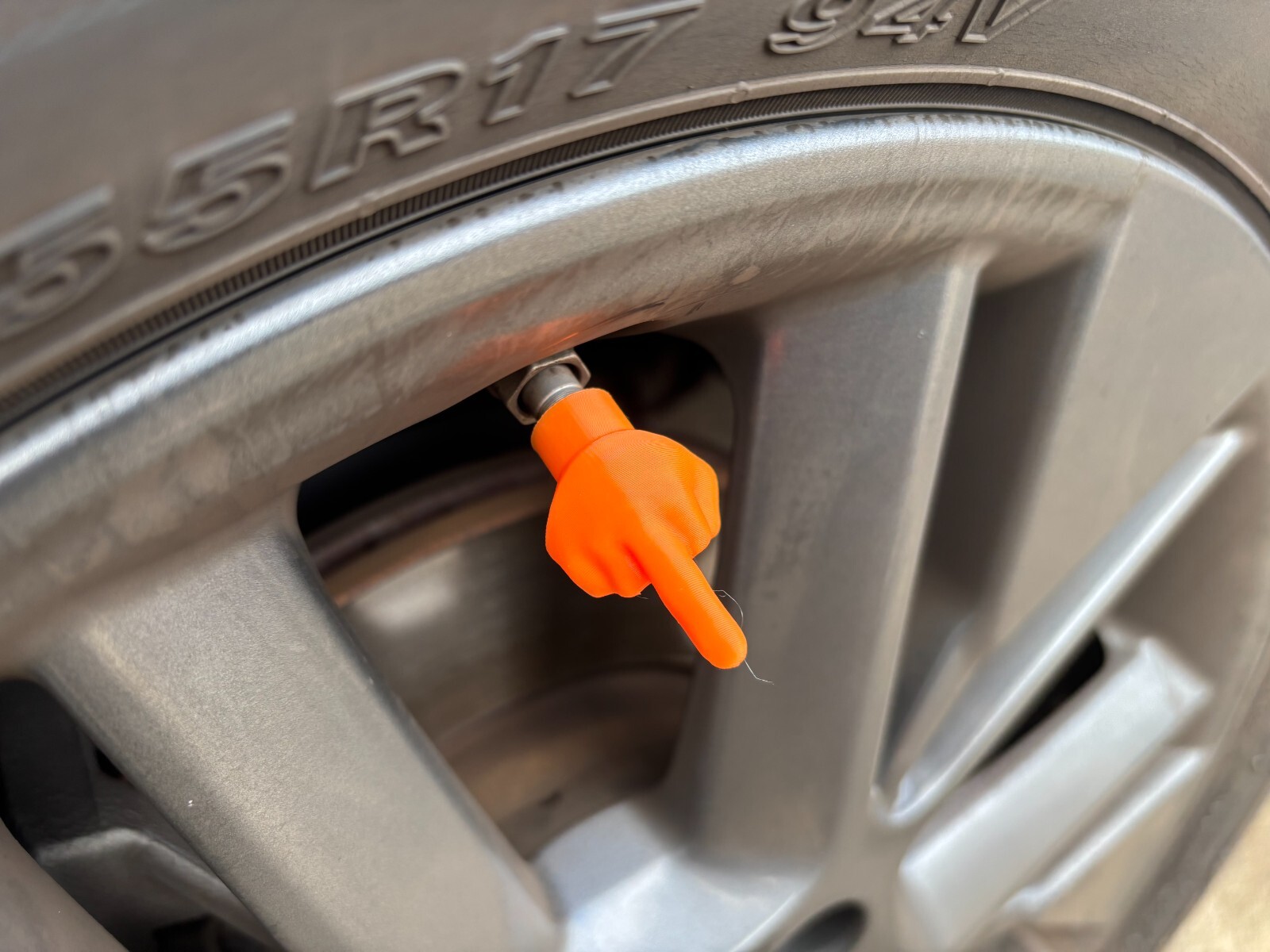 Middle Finger Tire Valve Stem Caps 3D Printed