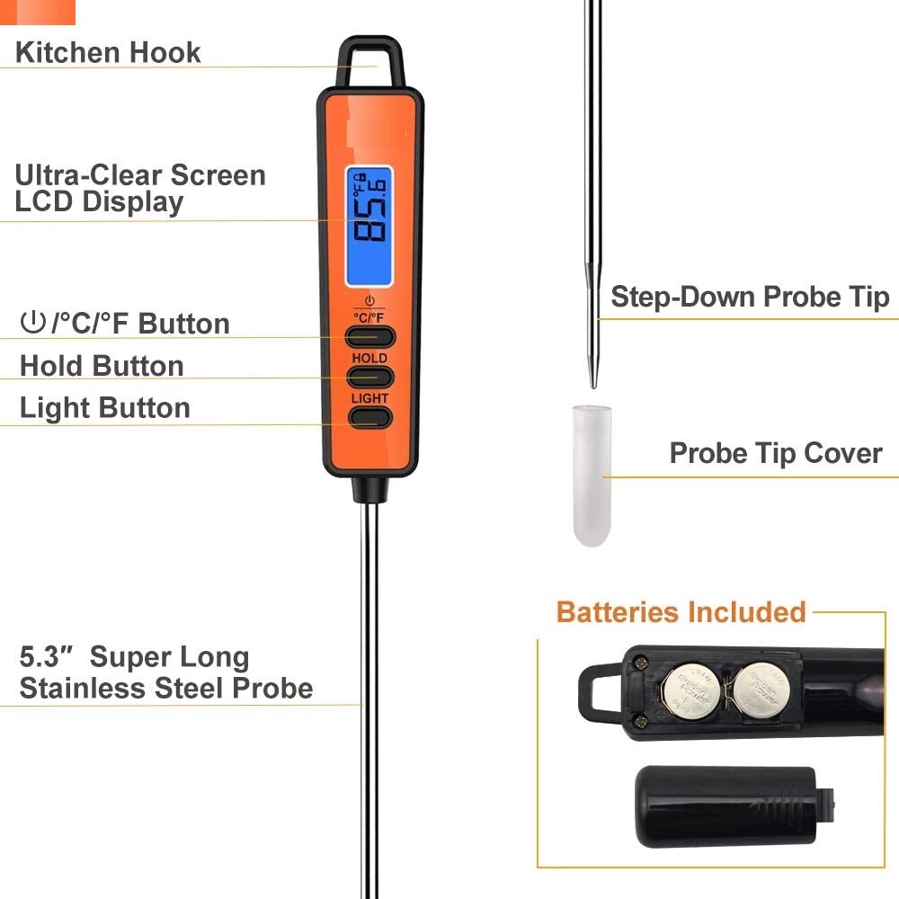TP01A Digital Meat Thermometer Instant Read Probe for Cooking & BBQ