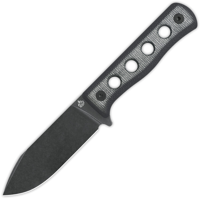 QSP Knife Canary Blackout Micarta Cr8Mo2VSi Fixed Blade Knife w/ Sheath 155B2