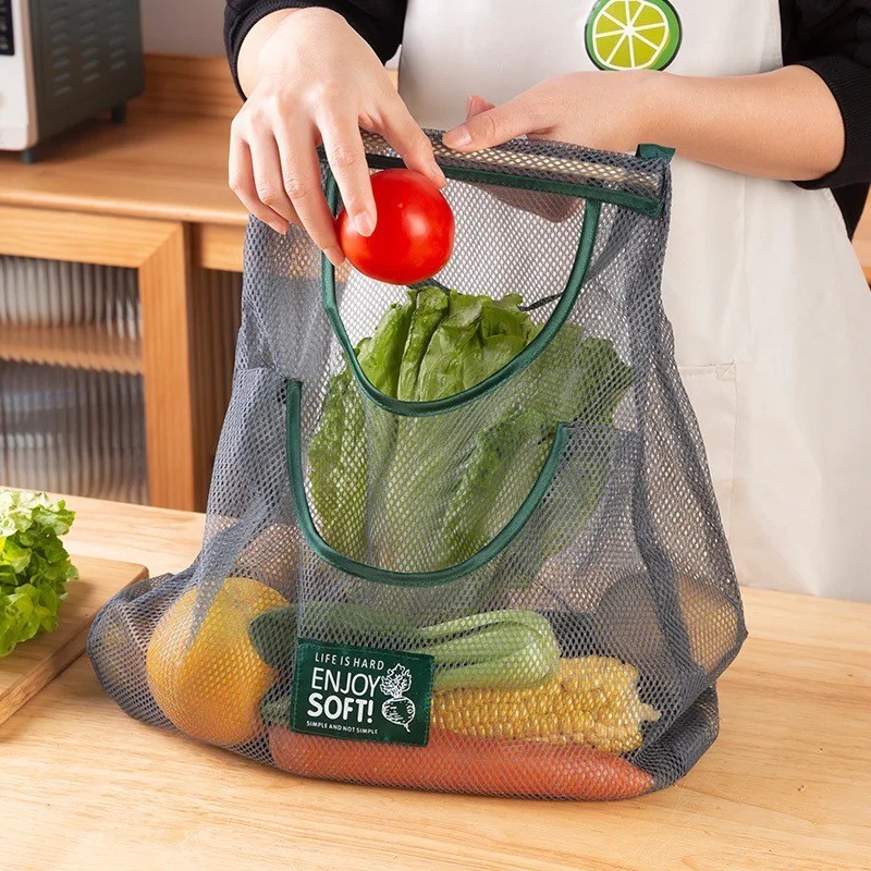 King Size Double Mesh Storage Bag for Garlic Onion Potato Fruit Vegetables 1Pc