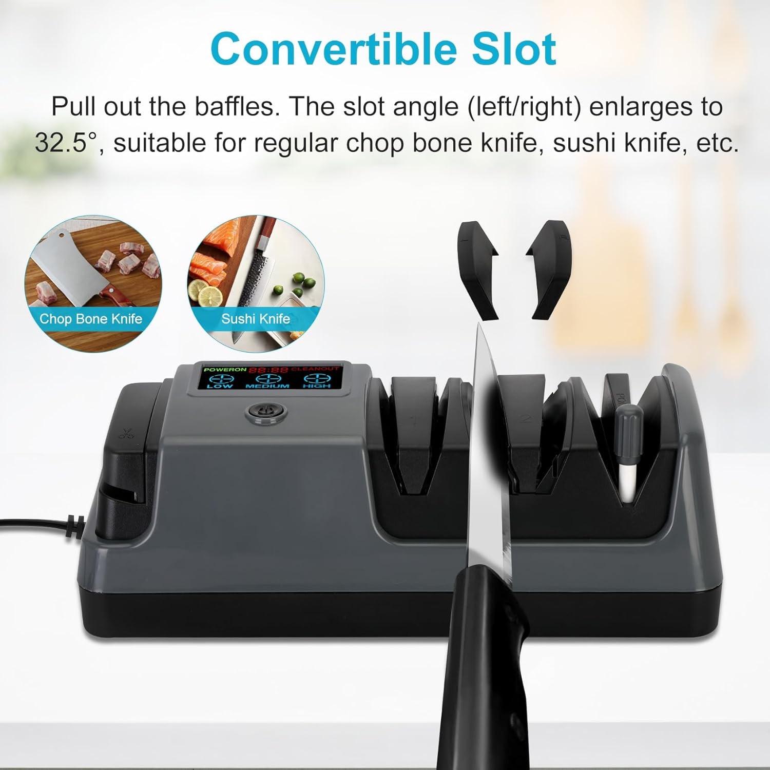 5 in 1 Electric Knife Sharpener-3 Rotational Speed Adjustable Knife Sharpener