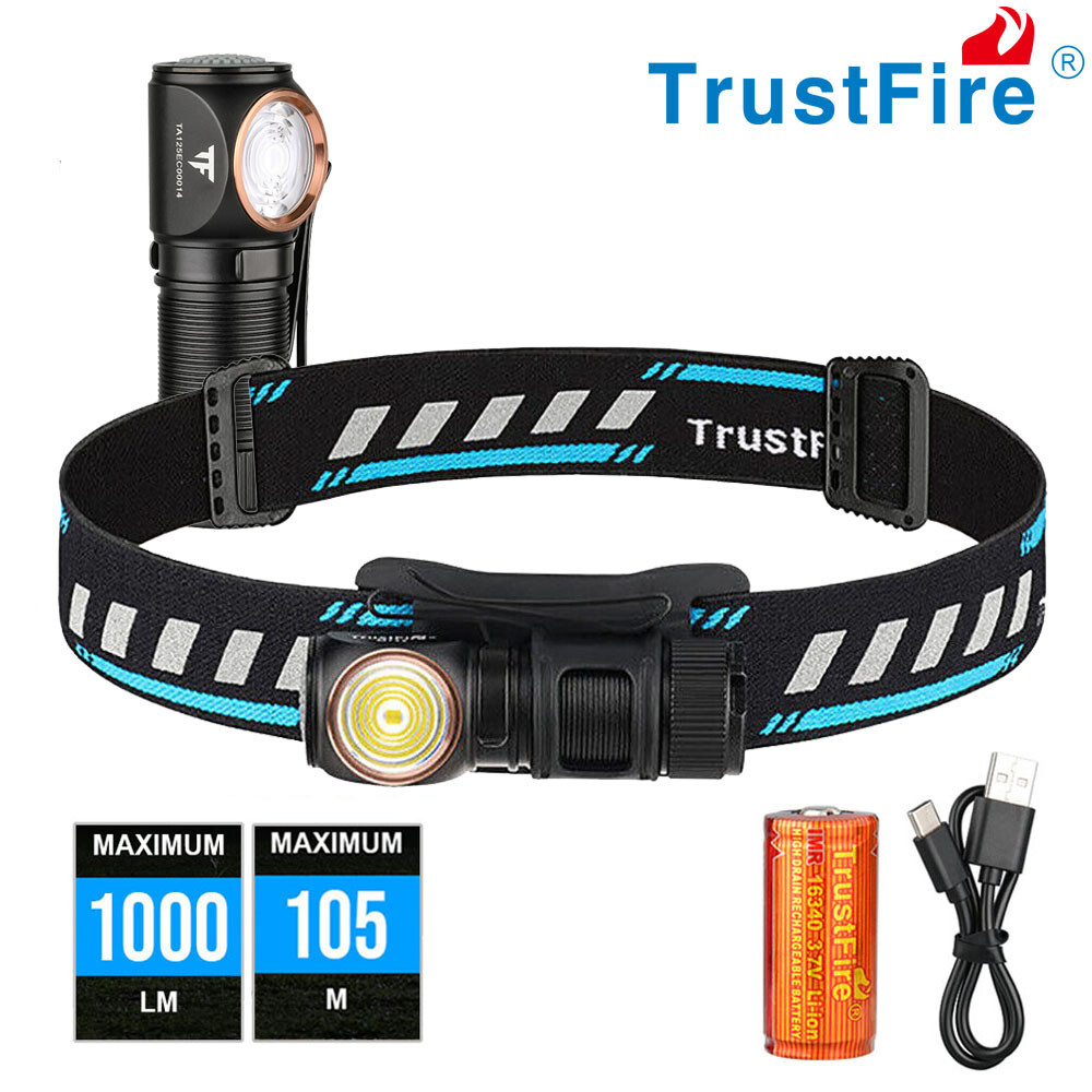 TrustFire MT15 1000Lumen W/ Rechargeable LED Headlamp Headlight Flashlight TF/
