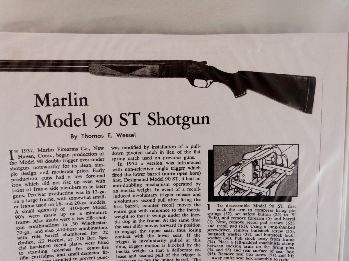 MARLIN MODEL 90 ST SHOTGUN BREAK DOWN INSTRUCTION KIT