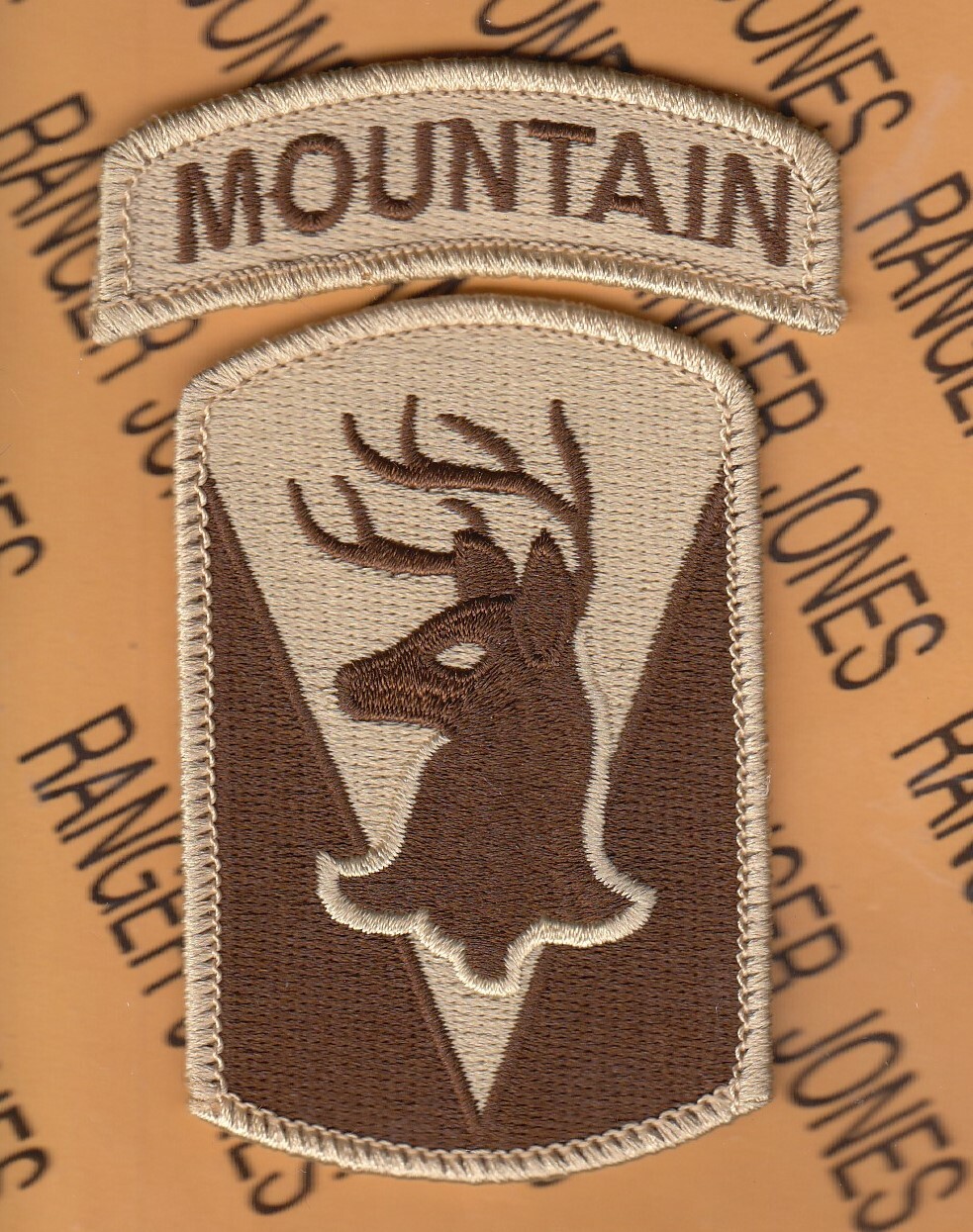 86th Infantry Brigade Combat Team Mountain DCU desert 4" patch tab set m/e