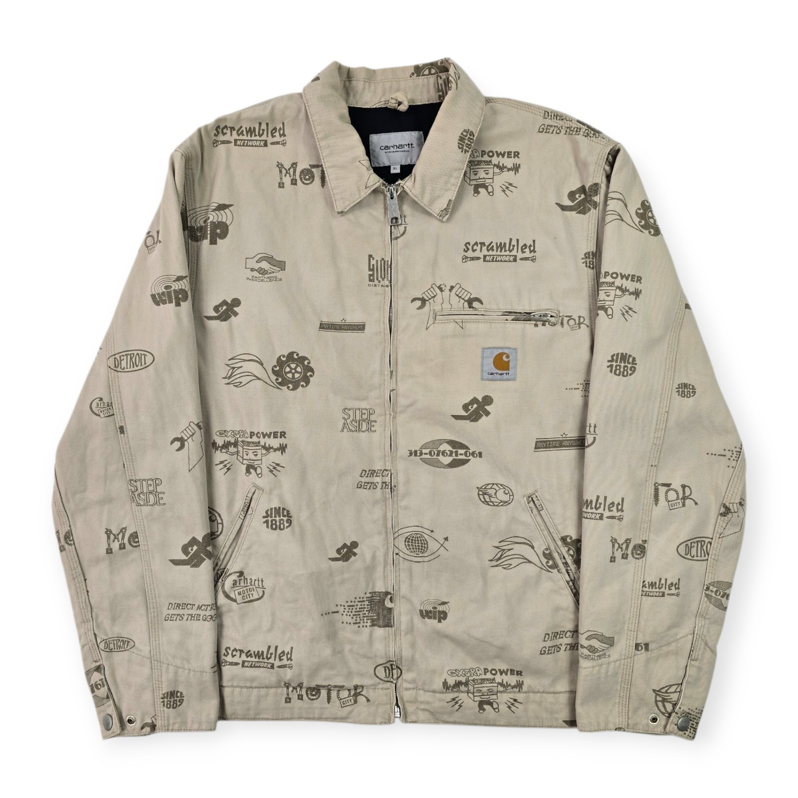 Carhartt WIP Detroit Motor City Graphic Bomber Jacket Brown Men's XL