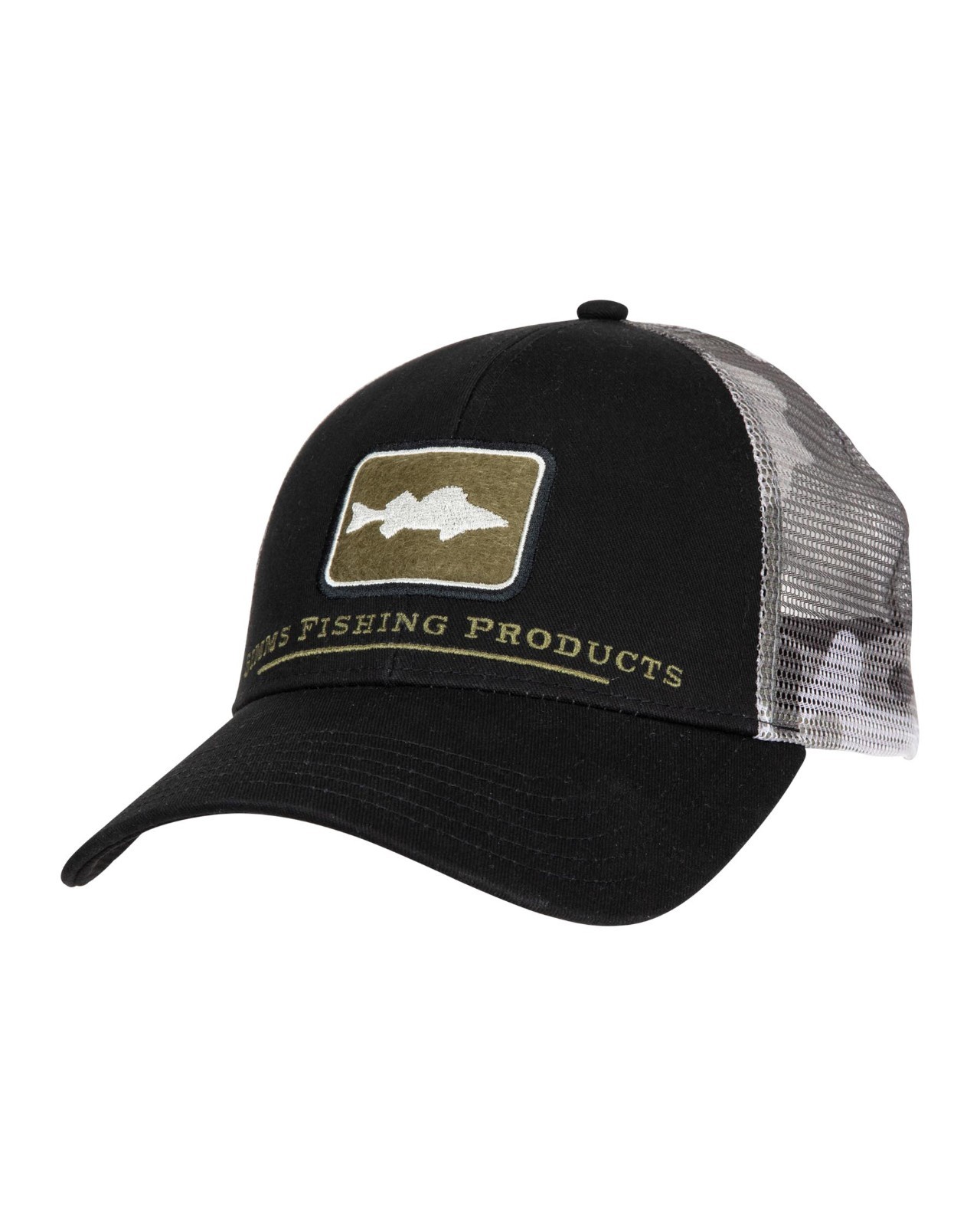 Simms Double Haul Walleye Trucker Icon Fishing Hat Cap - Woodland Camo Sandbar