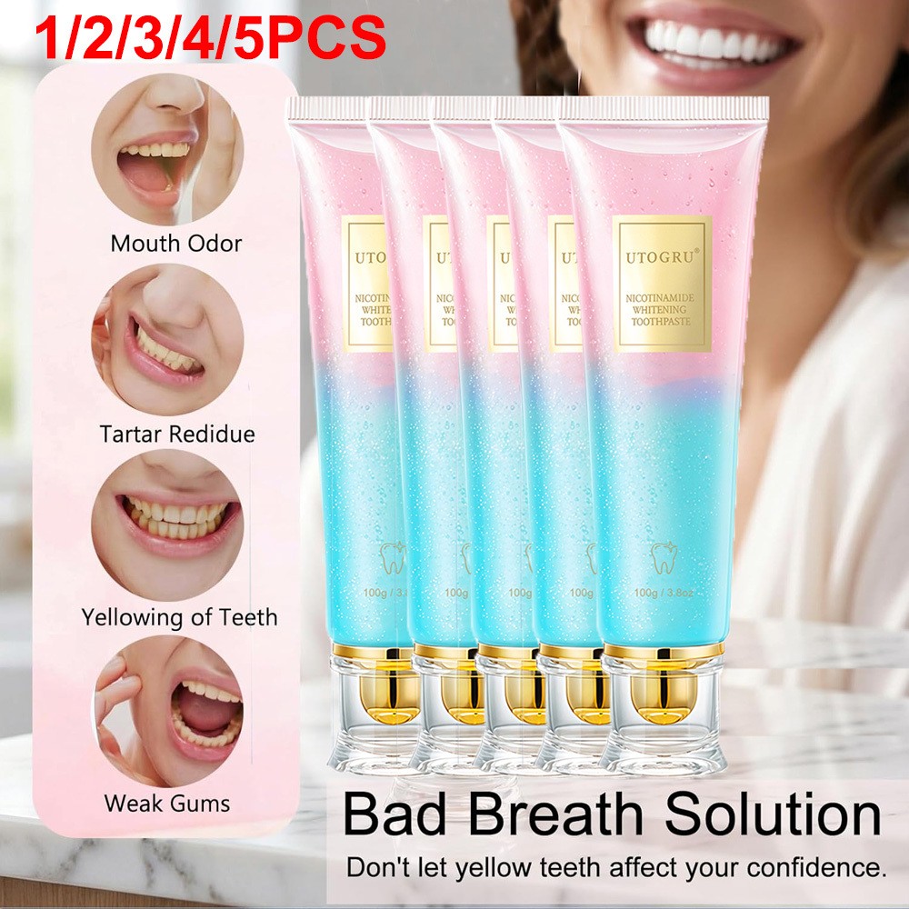 1-5PCS UTOGRU Niacinamide Whitening Toothpaste for Radiant White Teeth Care 100G
