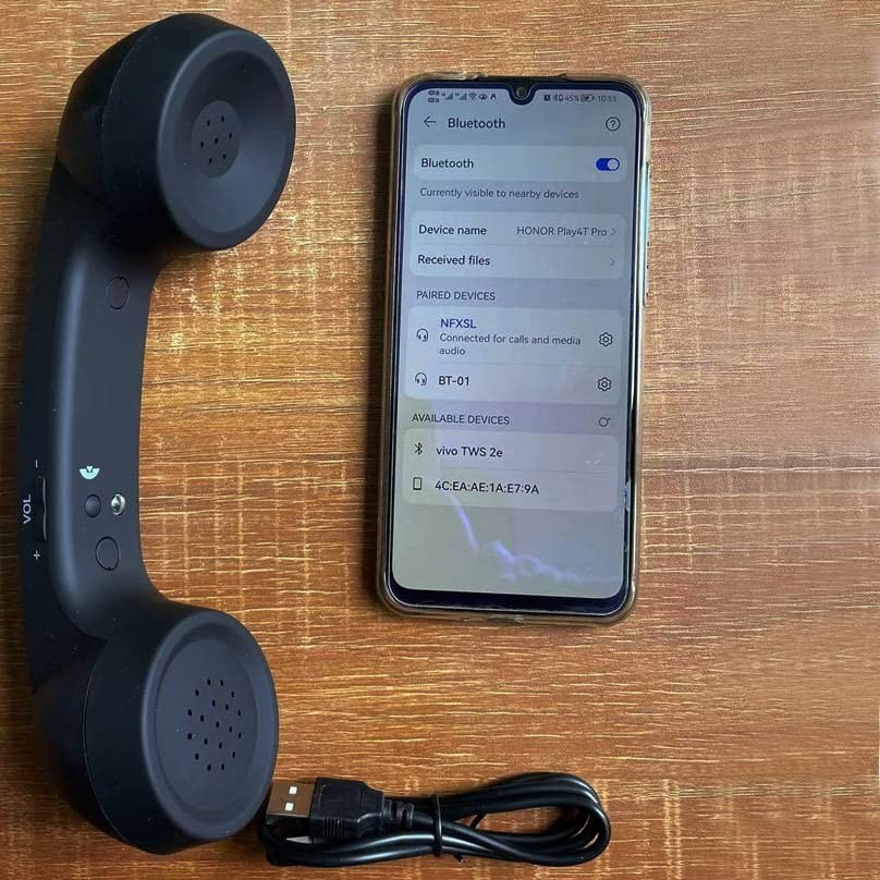 Wireless Retro Telephone Handset RadiationProof Headset for Mobile Call Black