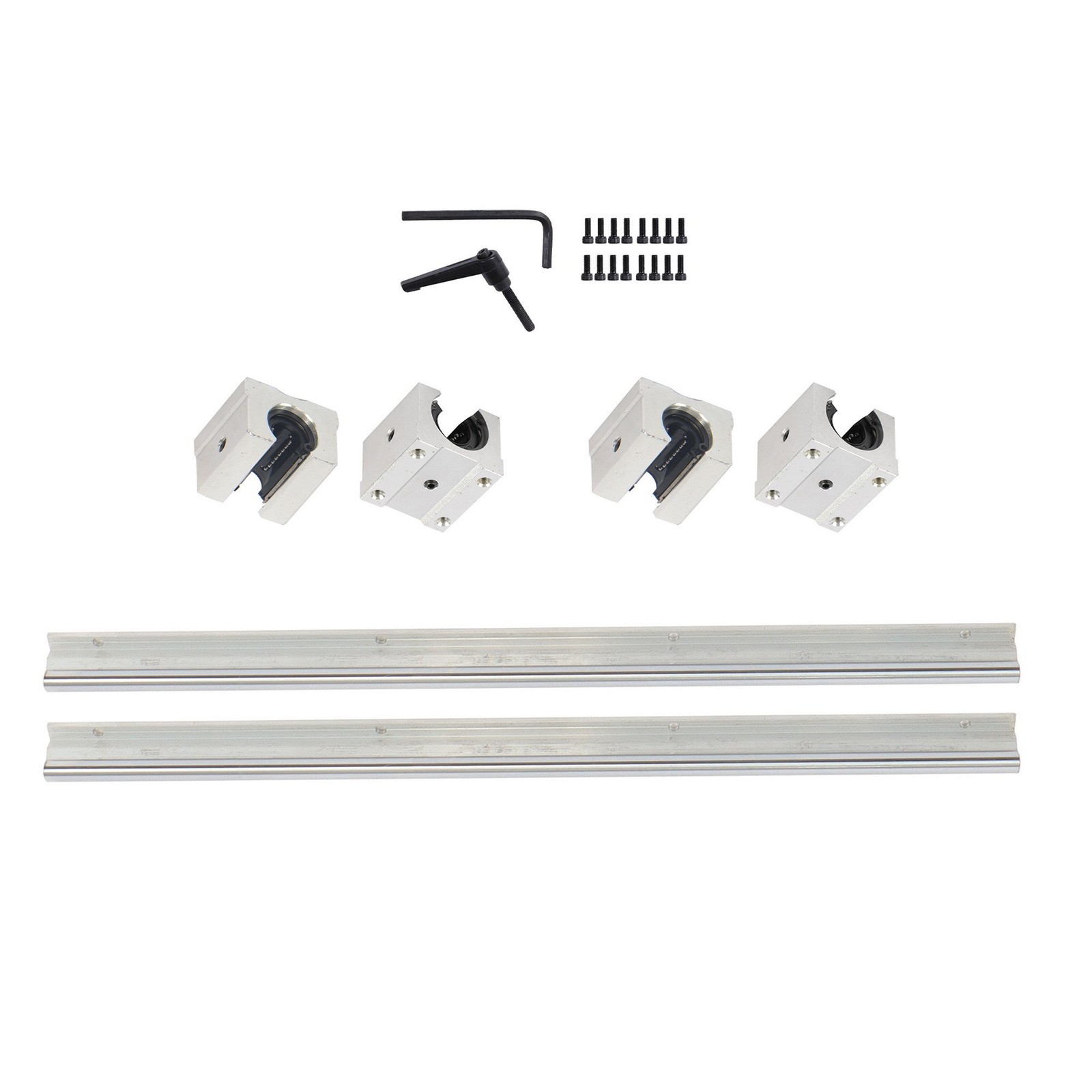 With 4× SBR12UU Square Type Bearings Block 2× SBR12-500mm Linear Shaft Rail