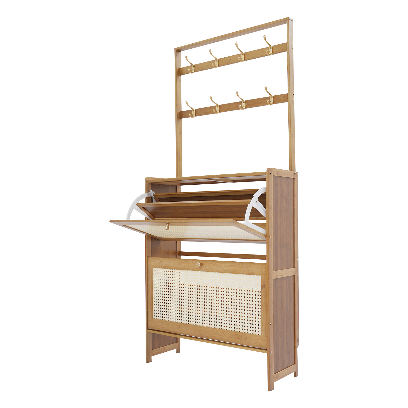 2 Tiers Modern Shoe Cabinet For Entryway Living Room Flip Door Shoe Cabinet