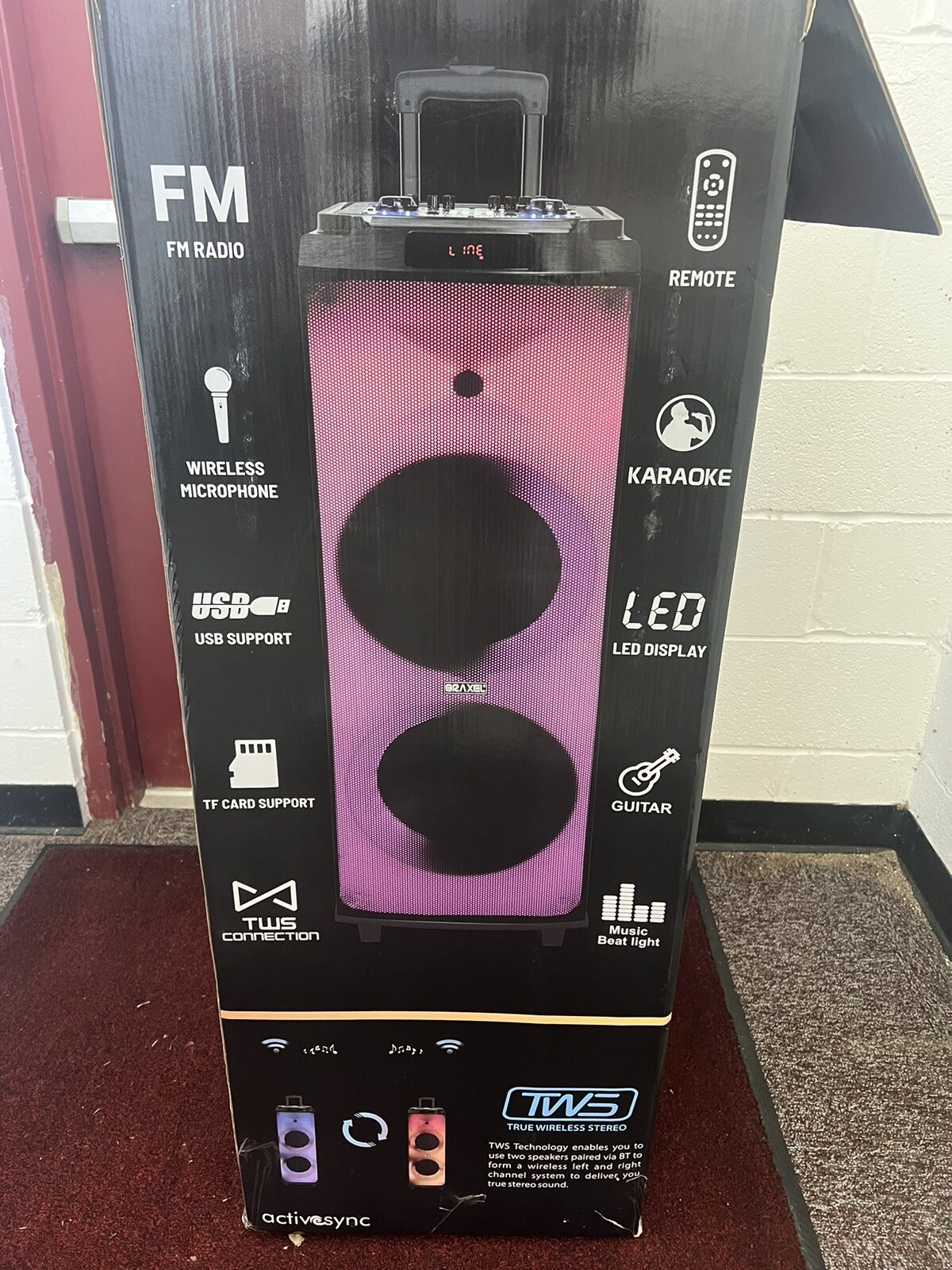 Braxel BRX- 2700 Party Box Wireless With Microphones. Including Wheels