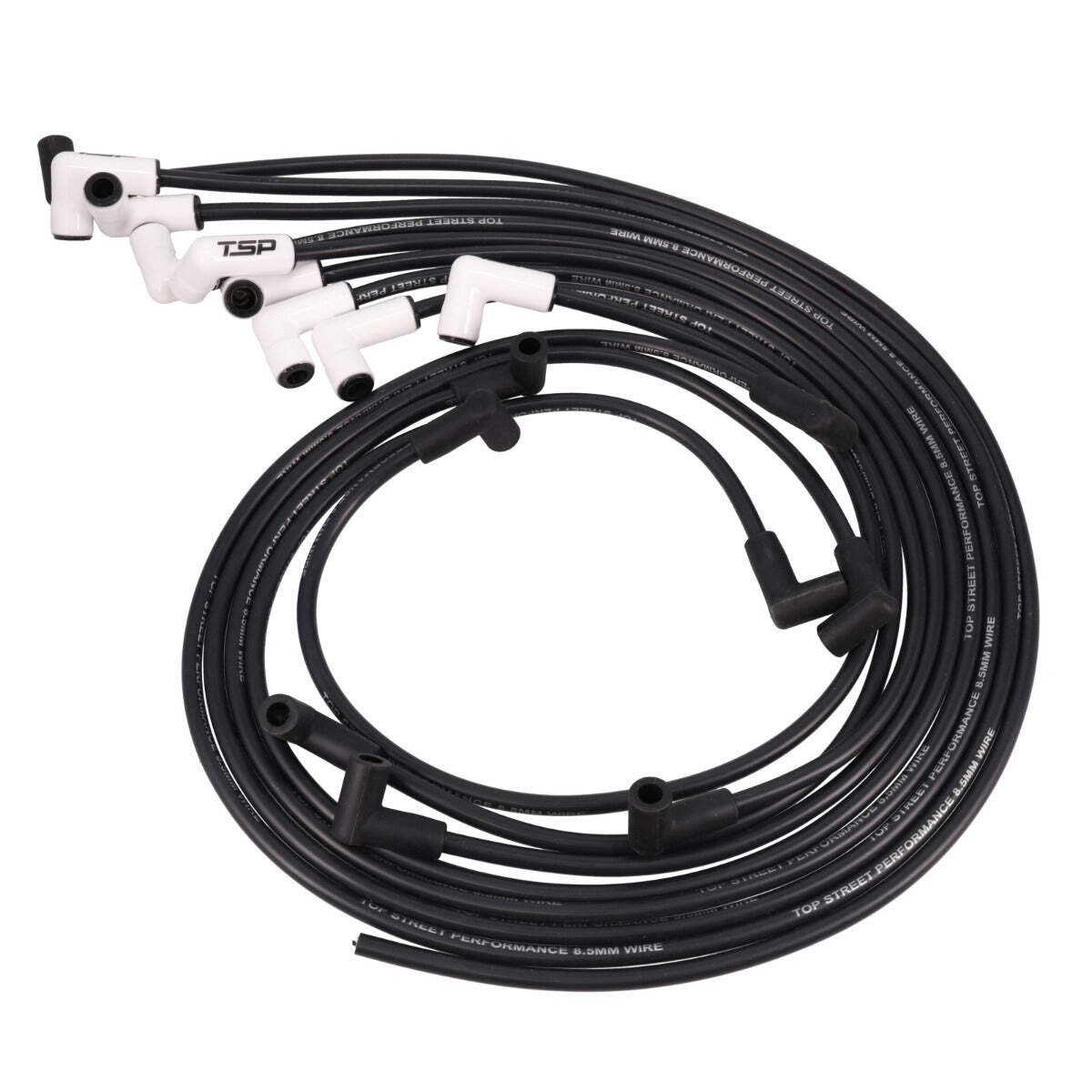 White 8.5mm Under Header Ignition Wires w/ 90° Ceramic Plug Boots for Chevy SB