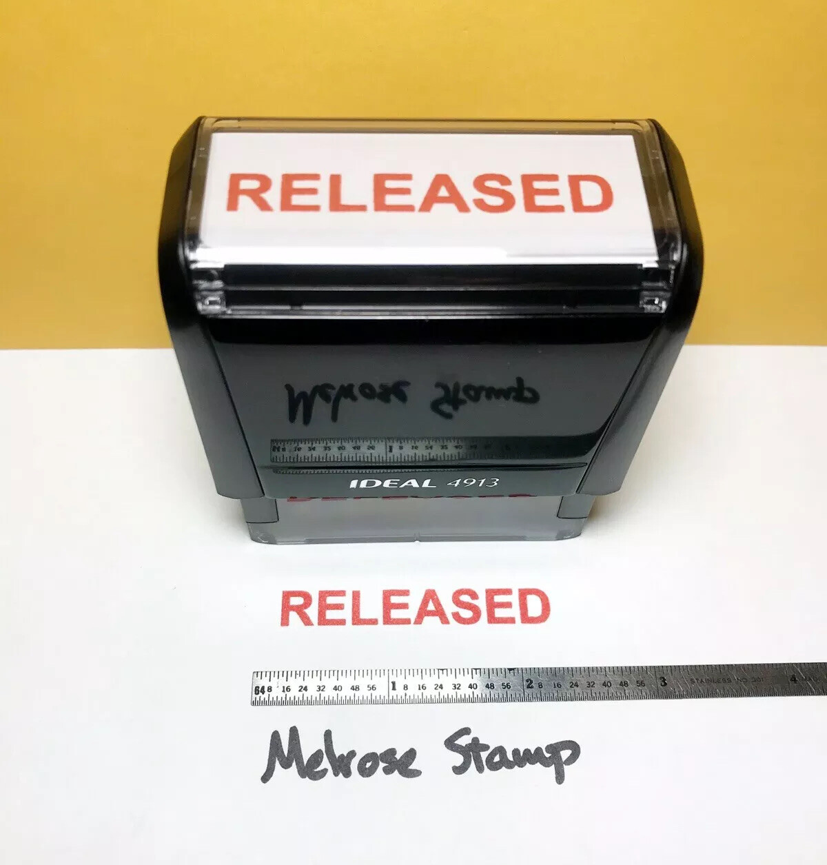 Released Rubber Stamp Red Ink Self Inking Ideal 4913