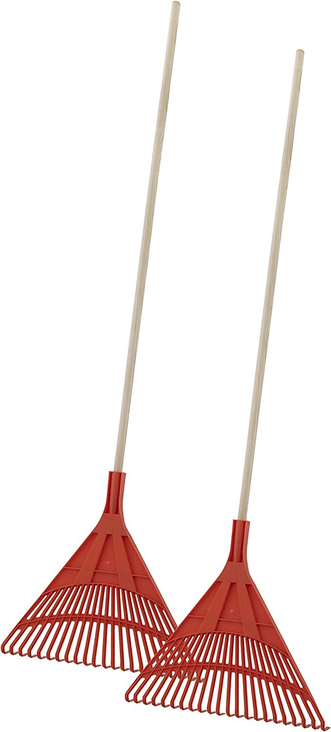 Superio Garden Rake Leaf with Wood Handle (2 Pack) Durable Rake Plastic Head 22