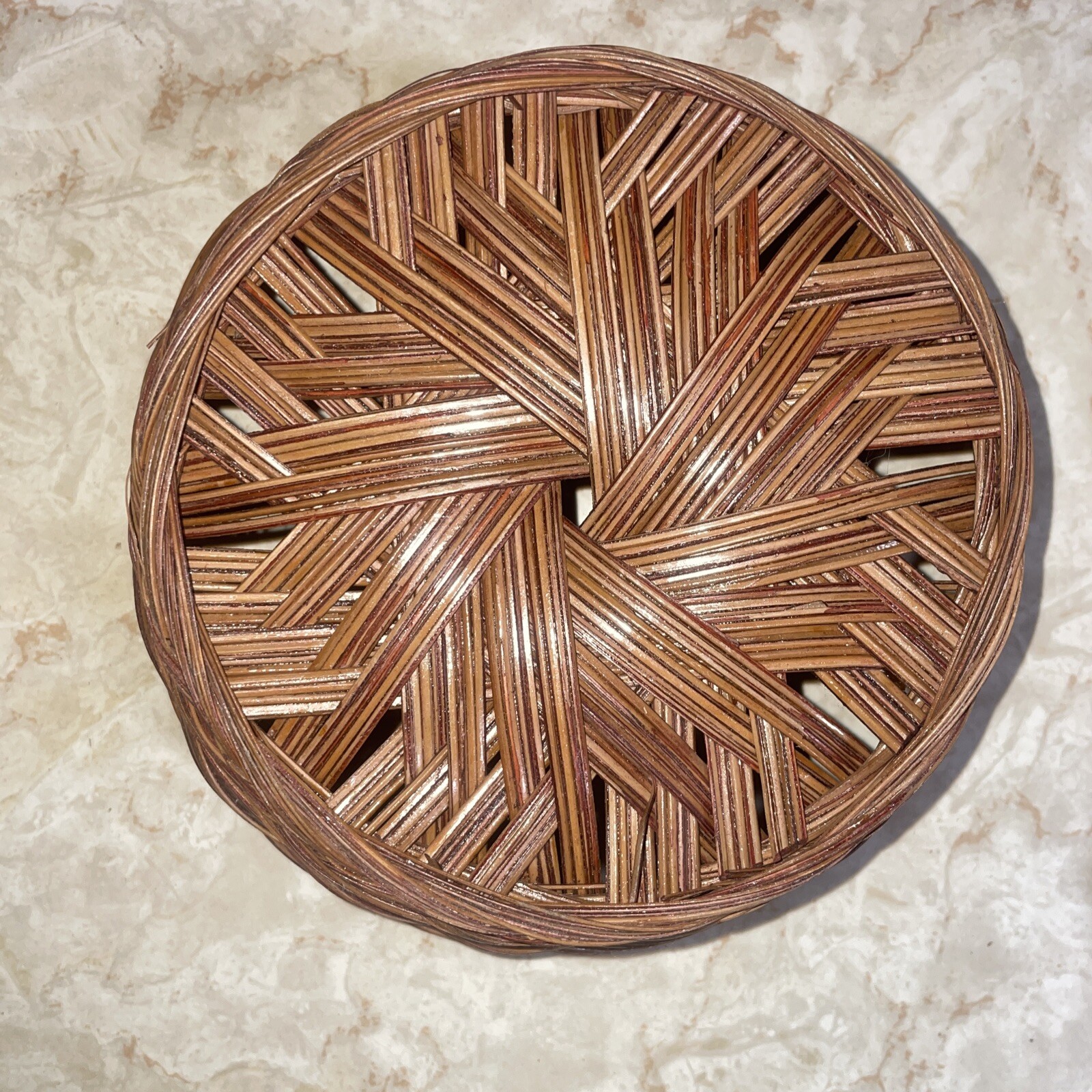 Perfect Vintage Rattan 8” Round Basket, 2 3/4” Deep