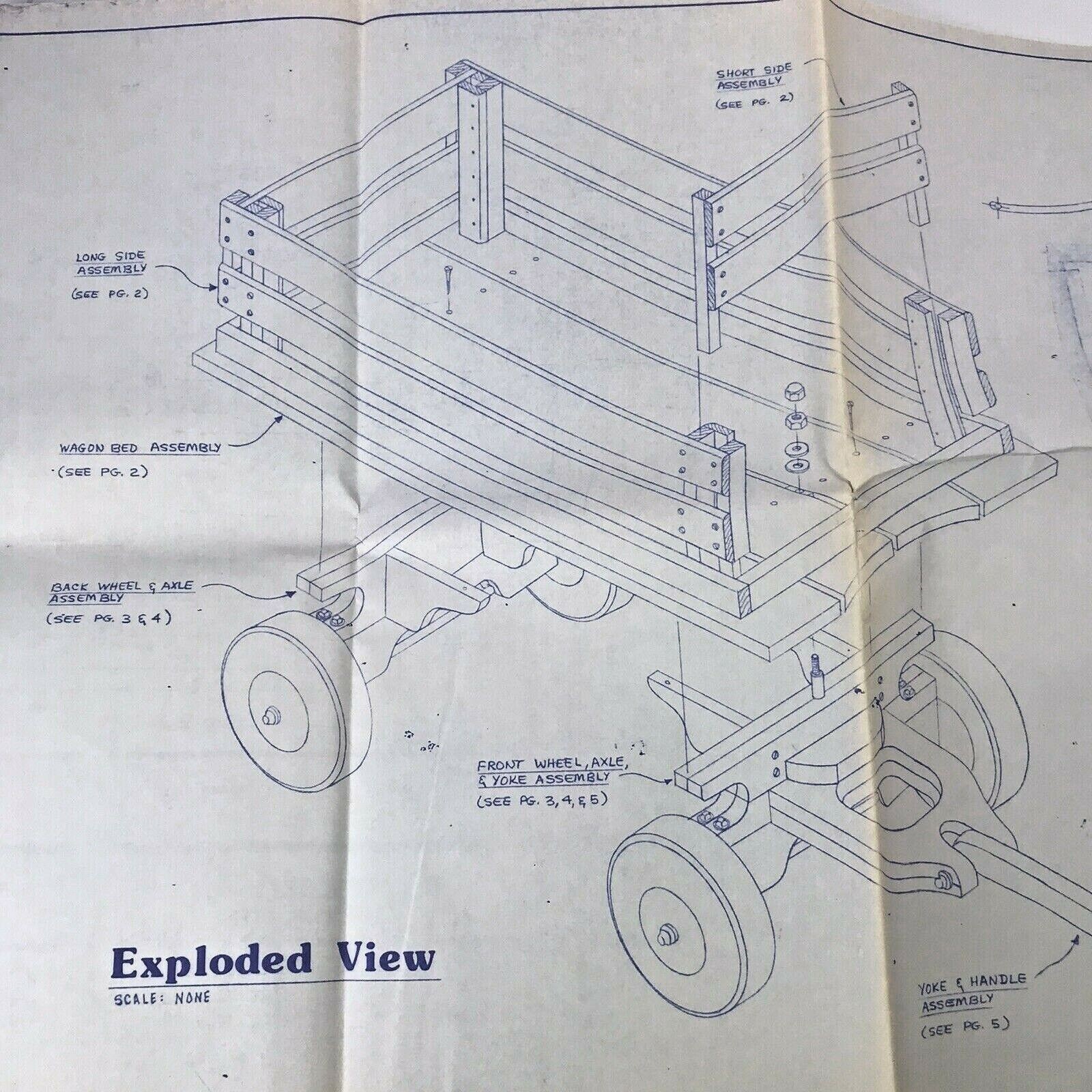 Stake Wagon Woodworking Blue Print 16x26 Vintage 1986