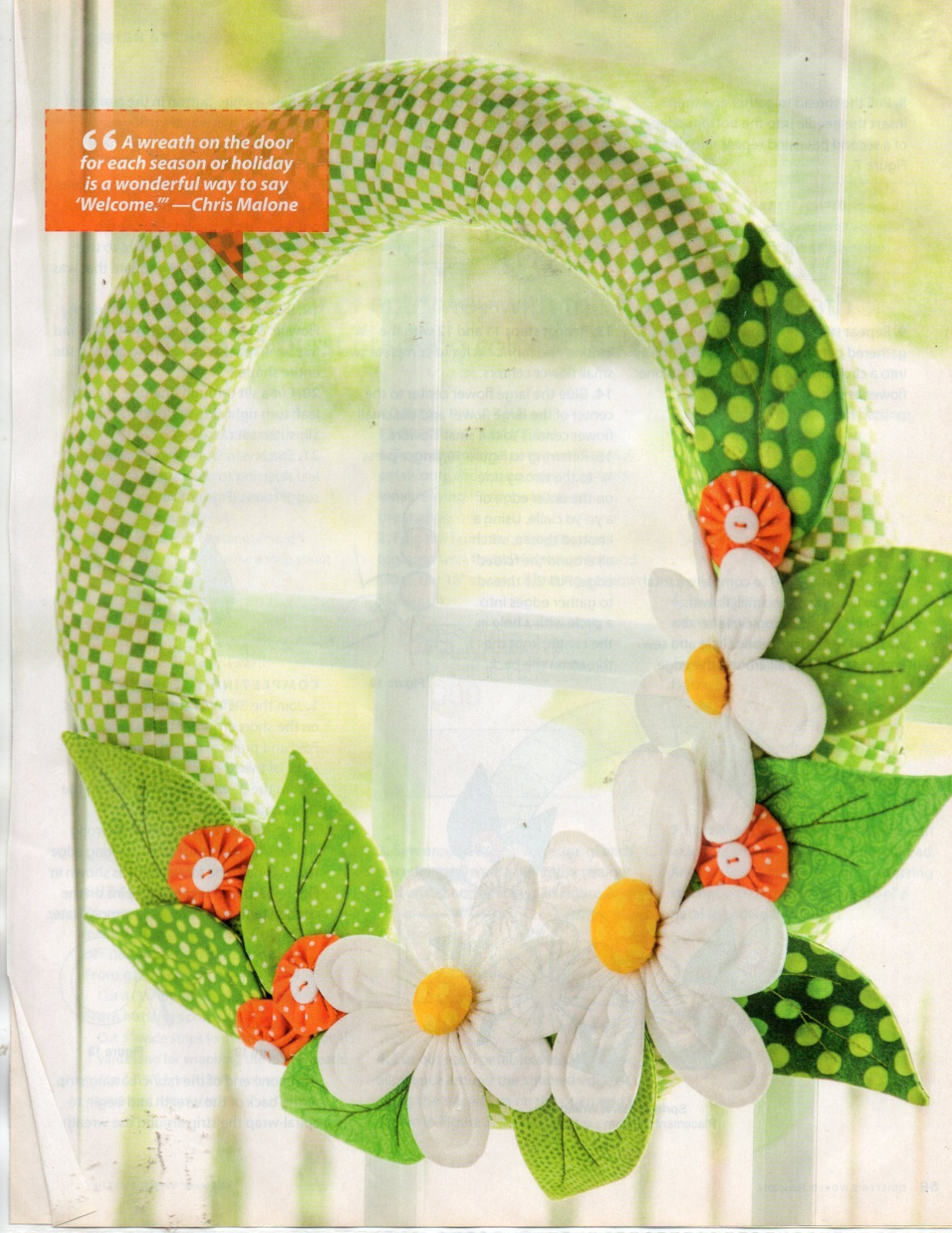 SPRING'S HERE WREATH QUILTING PATTERN