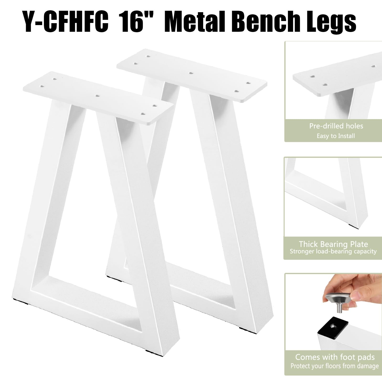 Y-CFHFC 16 Inch Metal Table Legs, Trapezoid Bench Legs Coffee & Side Table Fe...