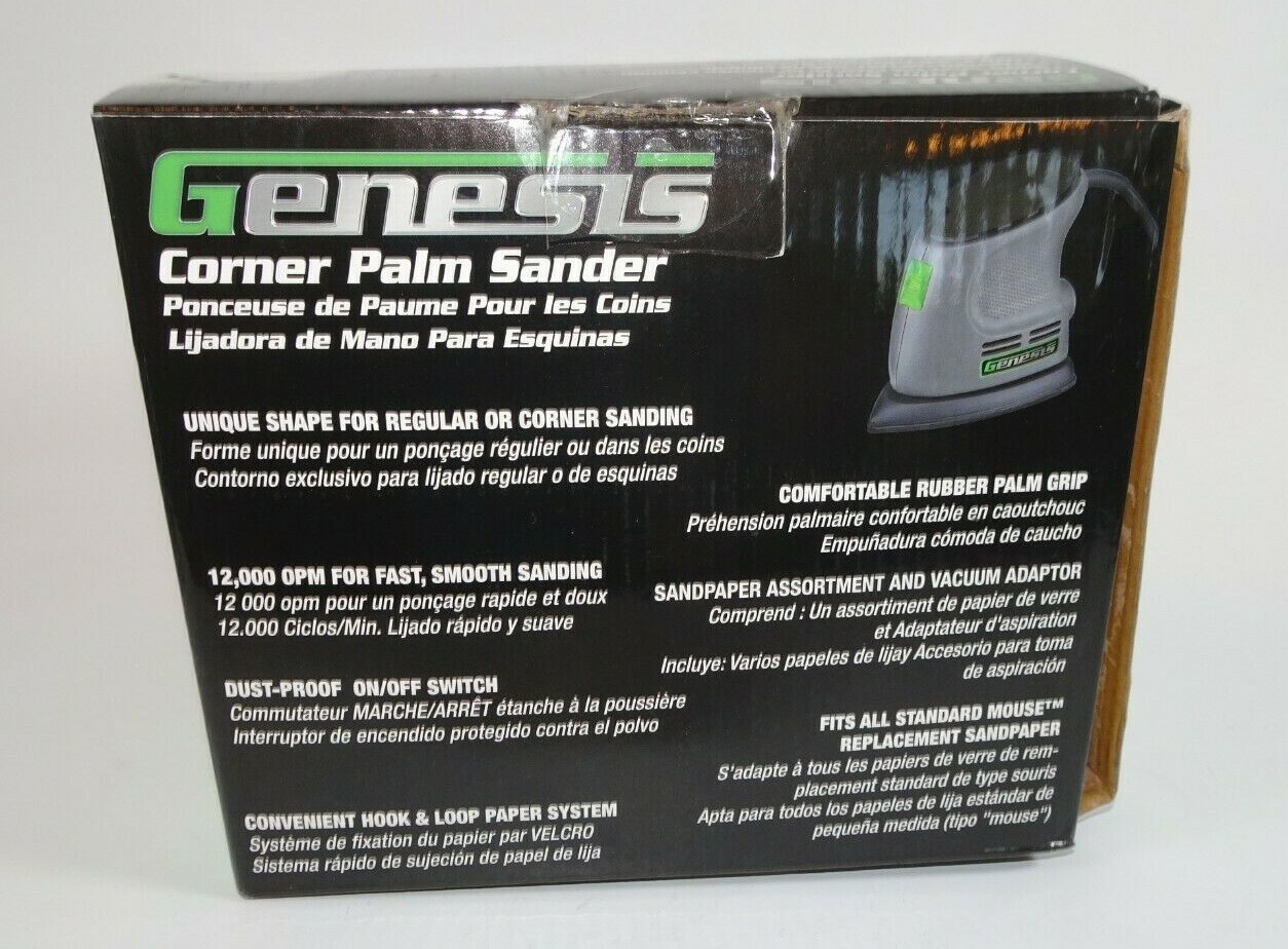 Genesis GPS080 Corner Palm Sander for Regular & Corner Sanding with Palm Grip
