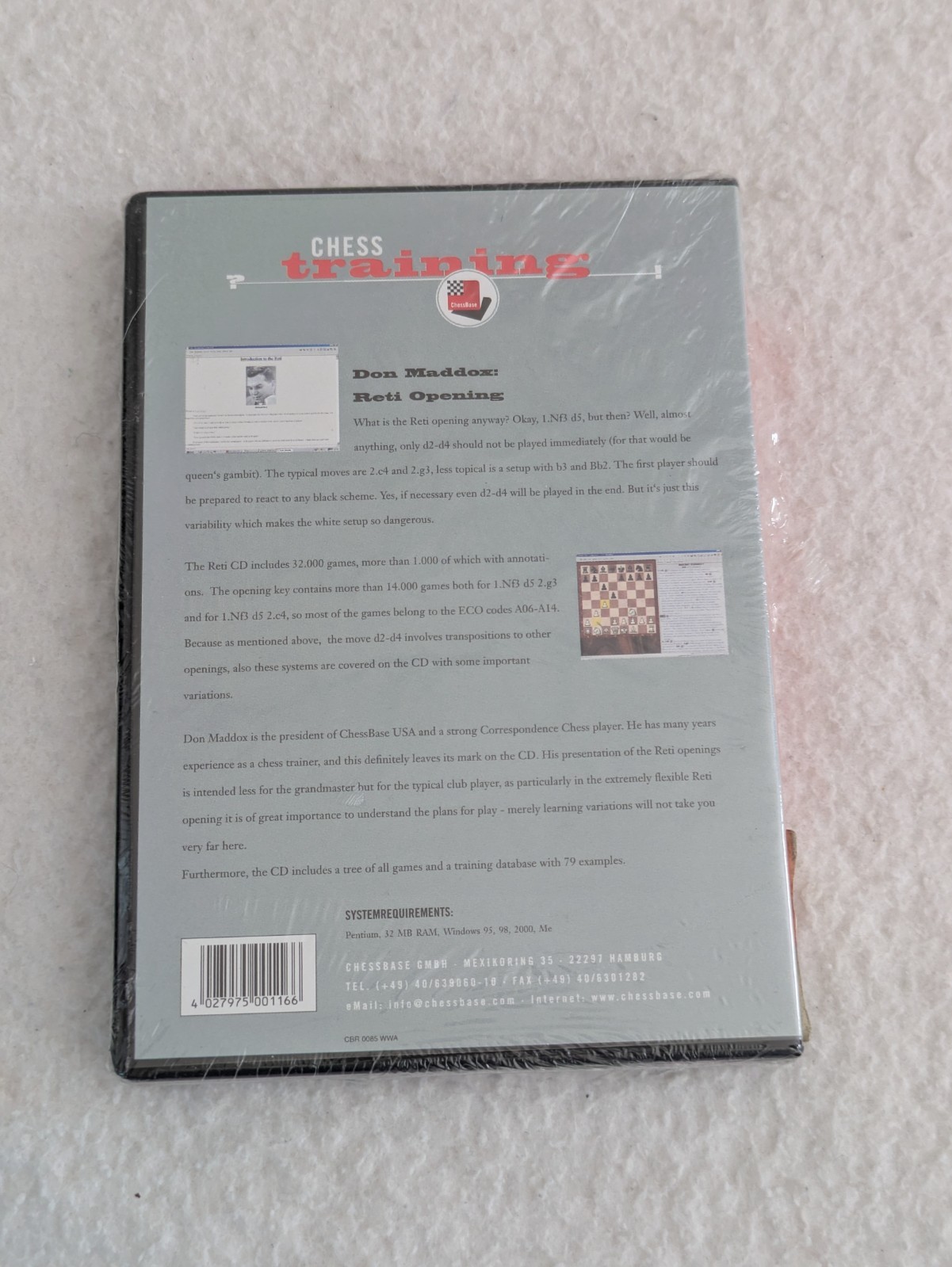 Chess Training RETI OPENING Don Maddox ChessBase SEALED PC CD-ROM