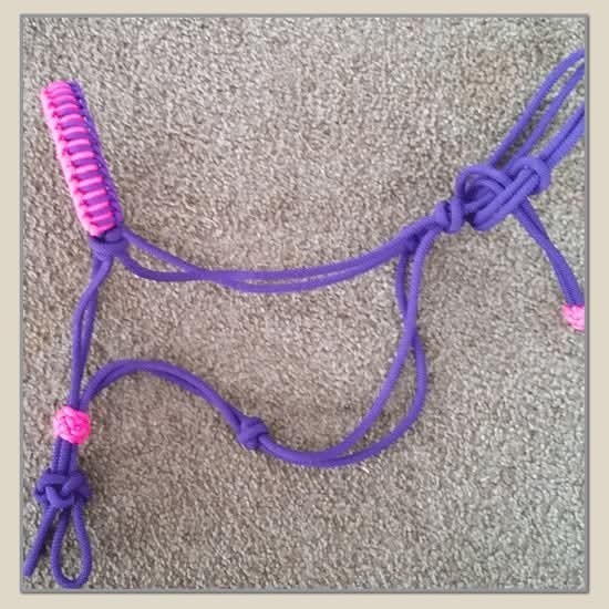 Pink & purple - NATURAL HORSE TRAINING - braided nose band paracord - OOAK