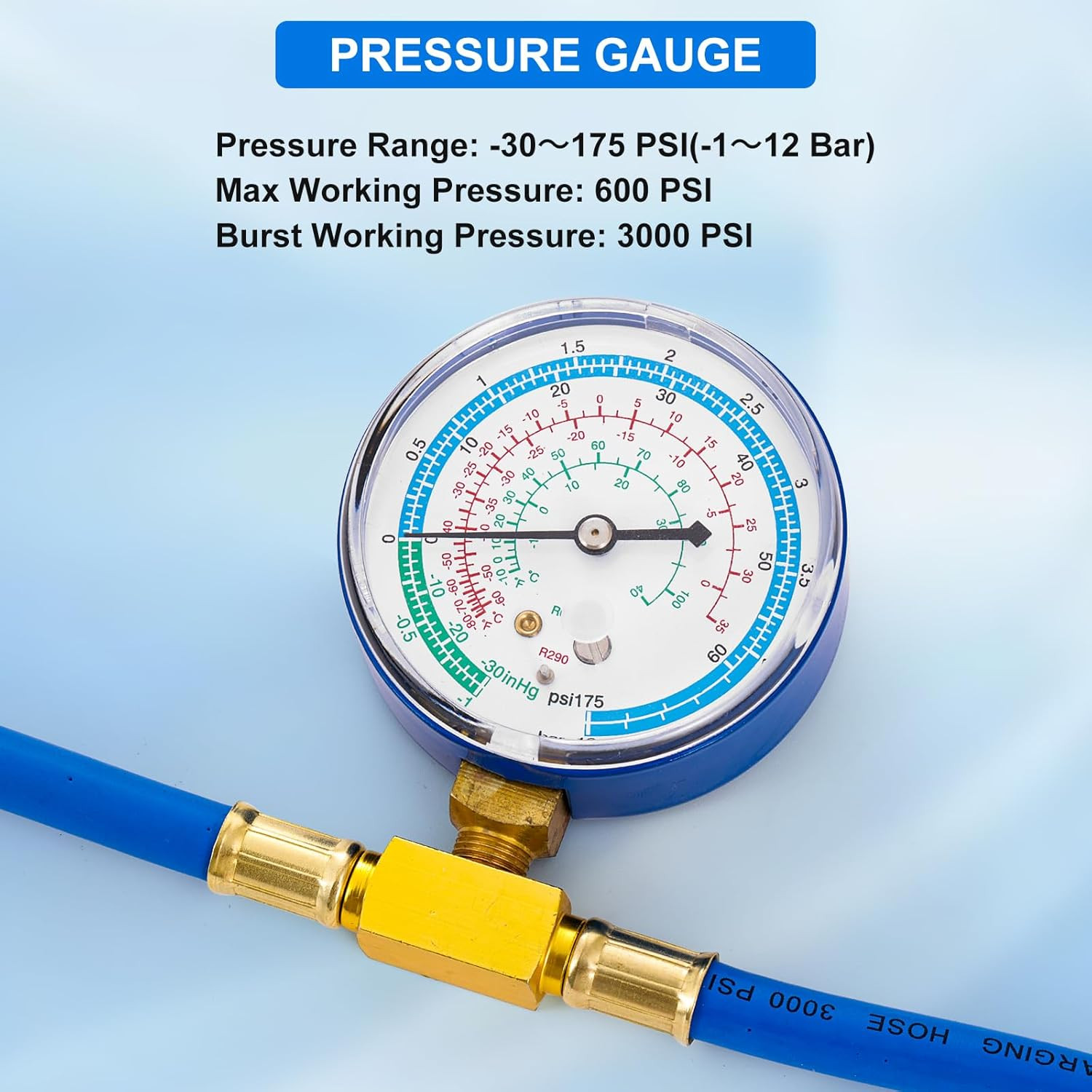 R290 and R600A Charging Manifold Hose Kit, R600A Refrigerant Recharge Kit with P