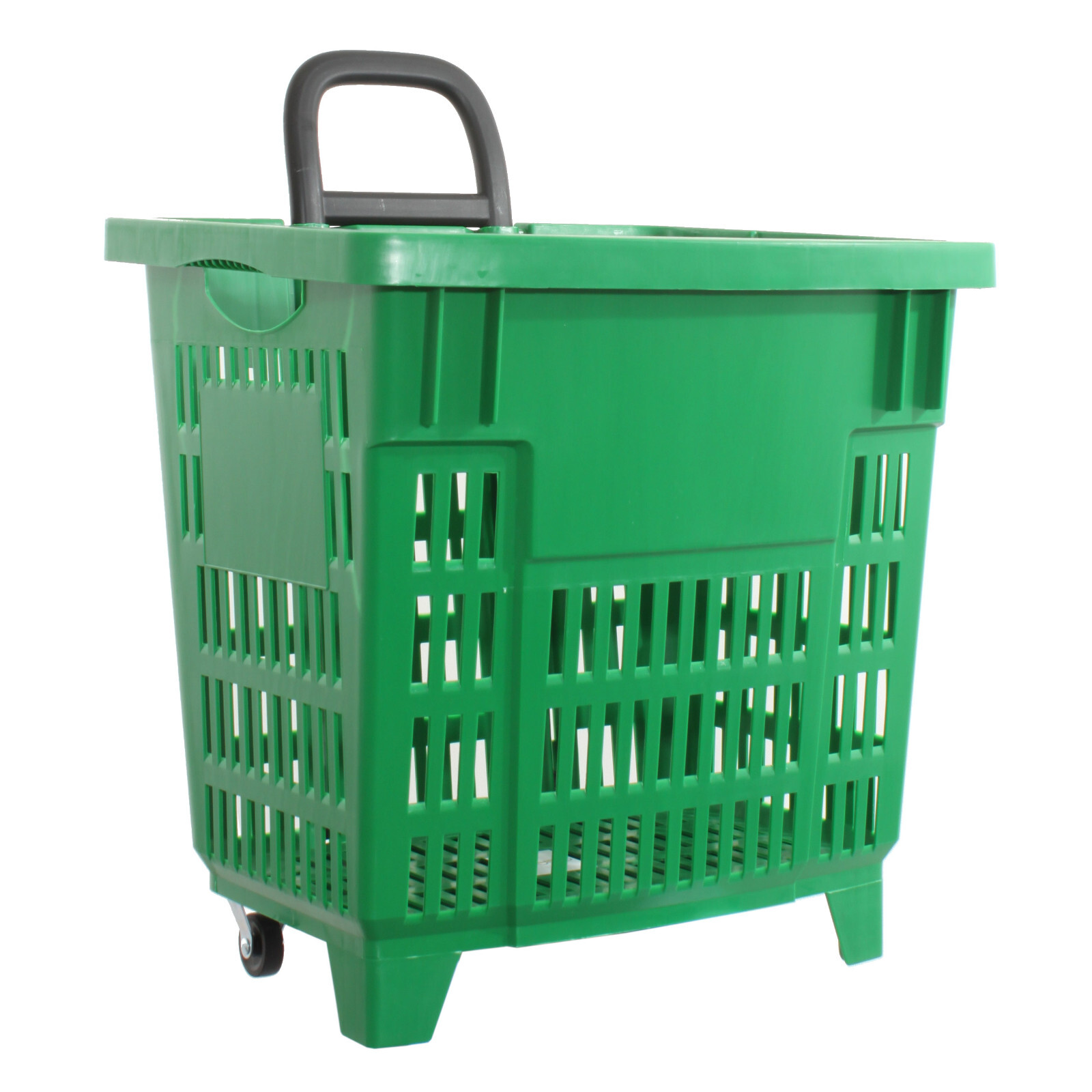 55 litre shopping trolley with wheels ABS plastic shopping basket, green furniture