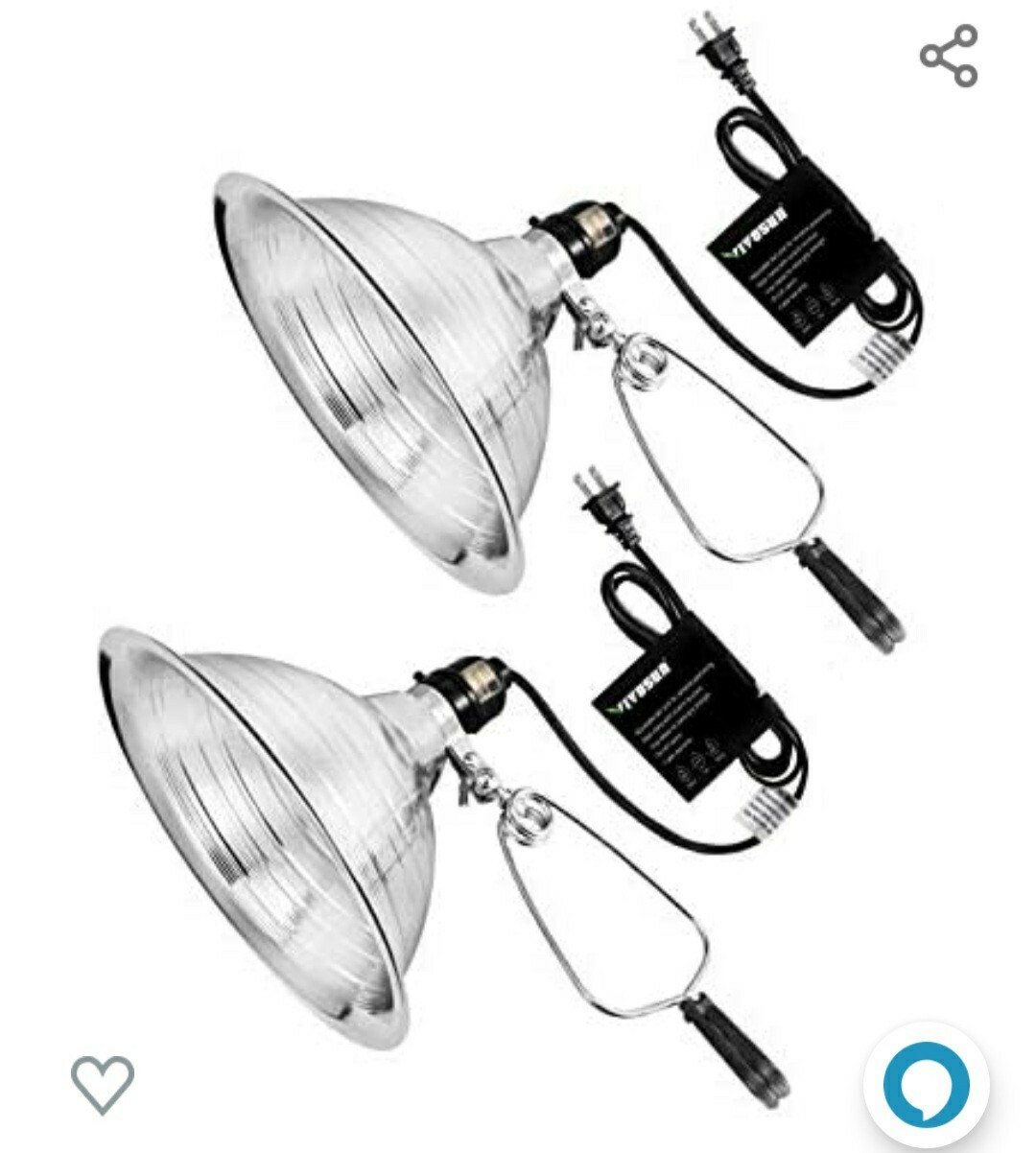 Clamp Lamp Light With Detachable 8.5 Inch Aluminum Reflector 150 Watt Pack Of 2