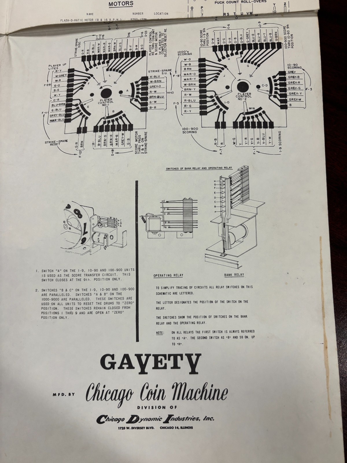 ORIGINAL-CHICAGO COIN-GAYETY-SCHEMATICS