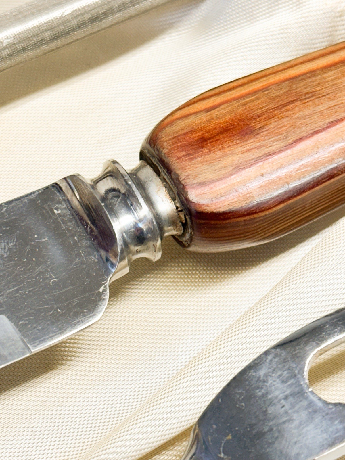Westall Richardson Carving Set Hollow Ground Sheffield Made Layered Wood Handle