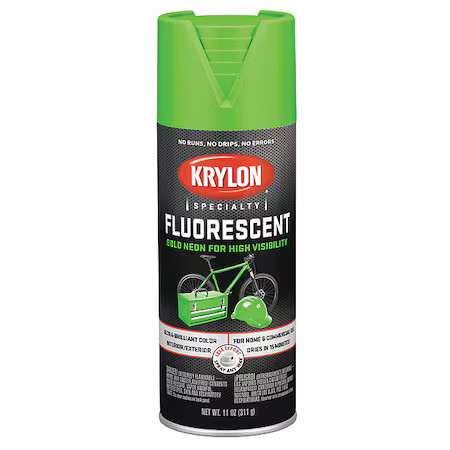 Krylon K03106888 Spray Paint, Flourescent Green, Gloss, Solvent, 11 Oz