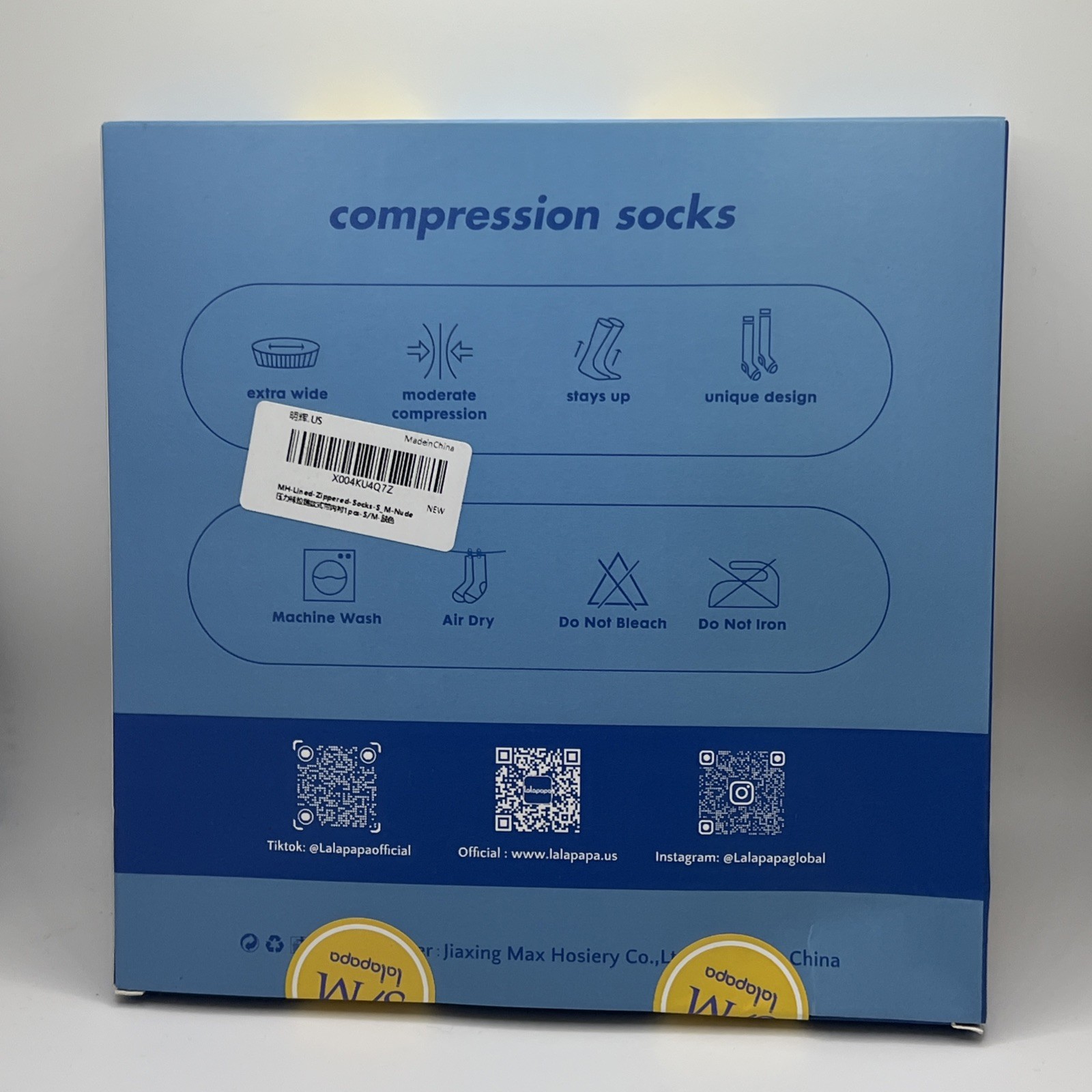 Lalapapa Zippered Compression Socks SM/MED New In Box