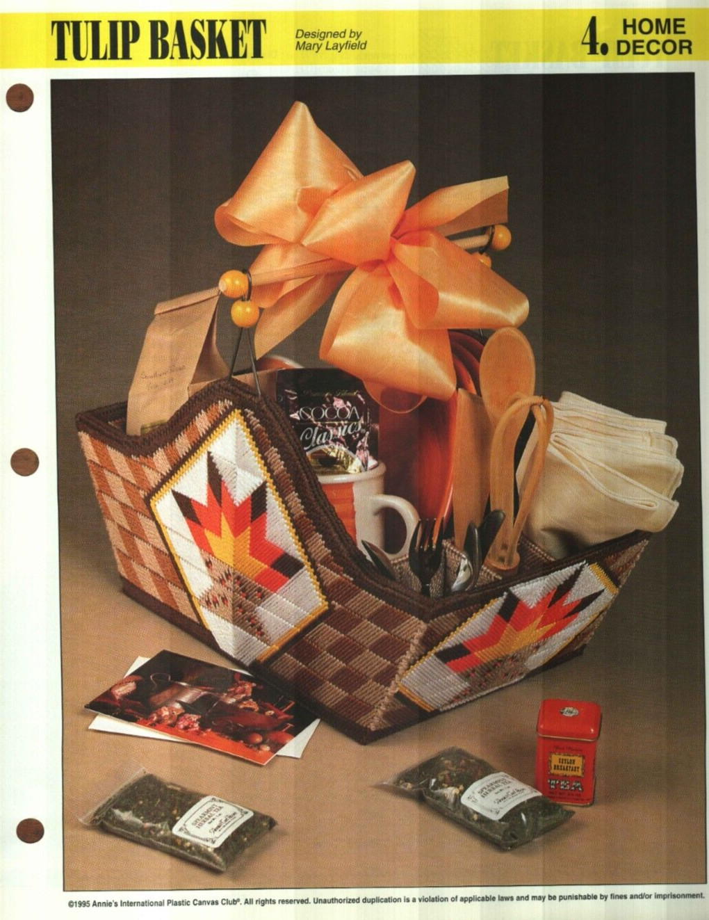 NEW TULIP BASKET HOME DECOR ANNIE'S PLASTIC CANVAS PATTERN INSTRUCTIONS
