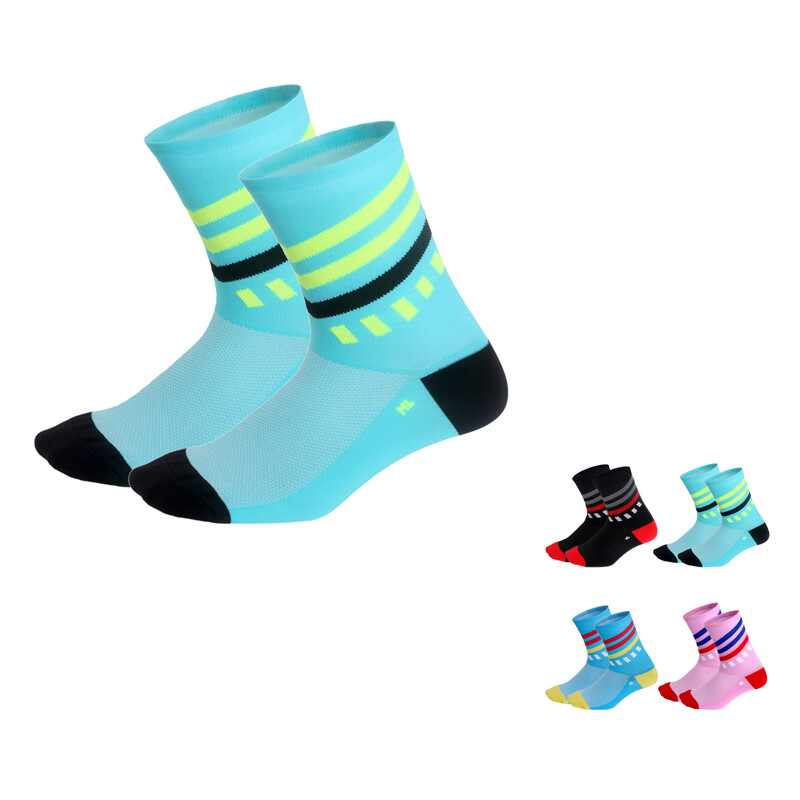 Pro Mens Womens XC Cycling Sports Ankle Socks Riding Socks Bicycle Socks Cyan