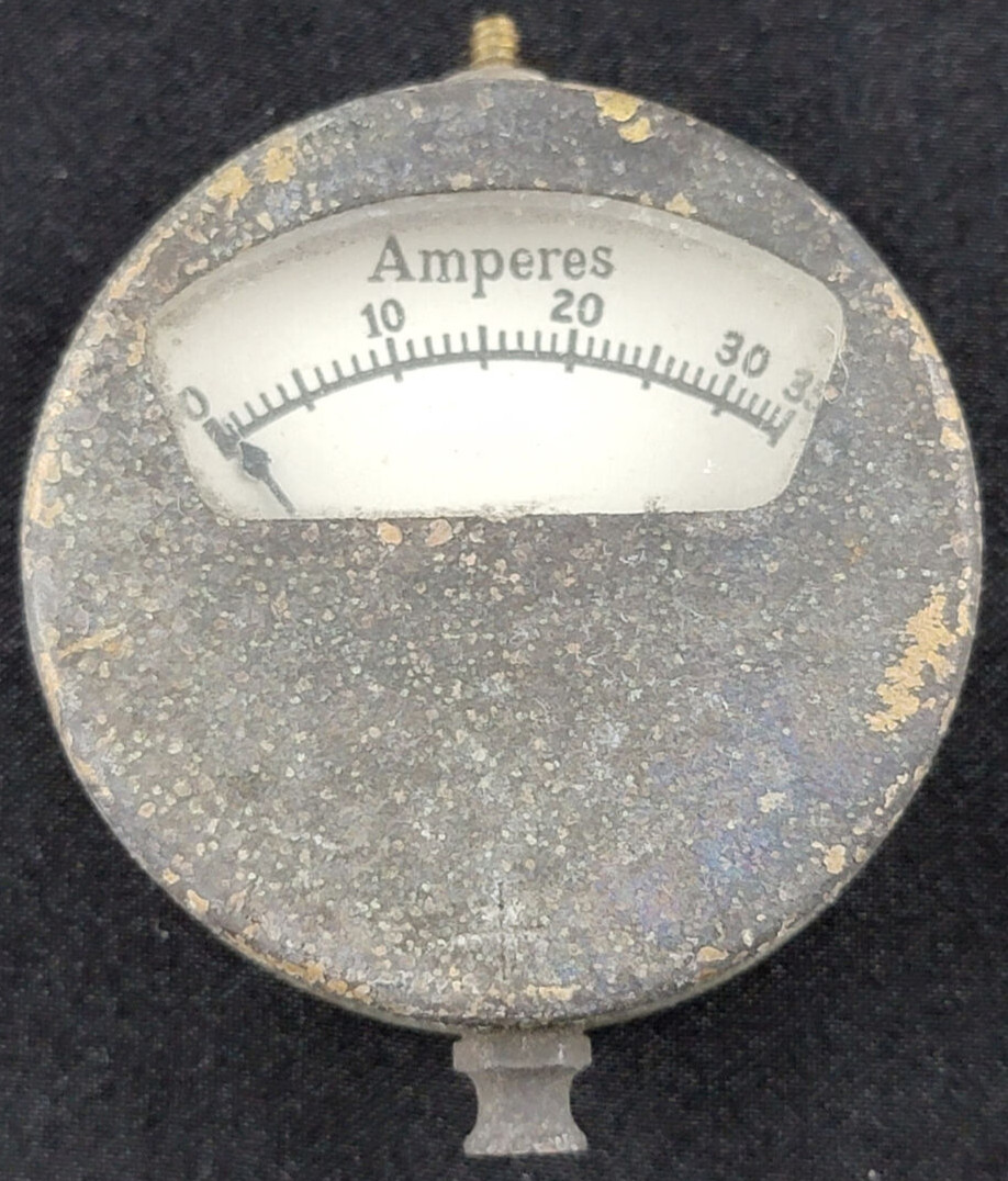 Vintage 2" Round Amperes Meter Gauge 0-35A Analog Display