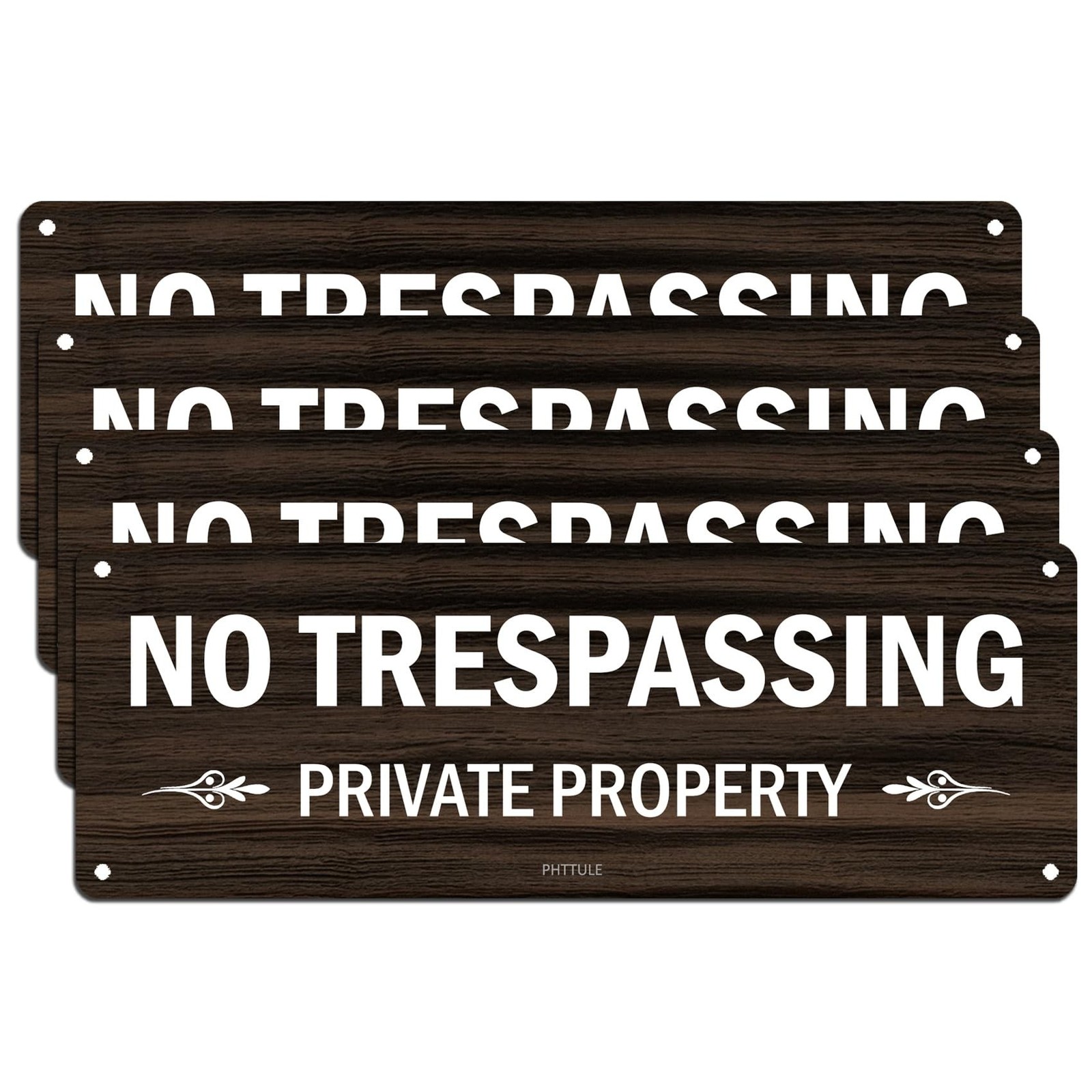 No Trespassing Private Property Sign 4 Pack, 10 x 3.5 inches Sturdy Rust Free...