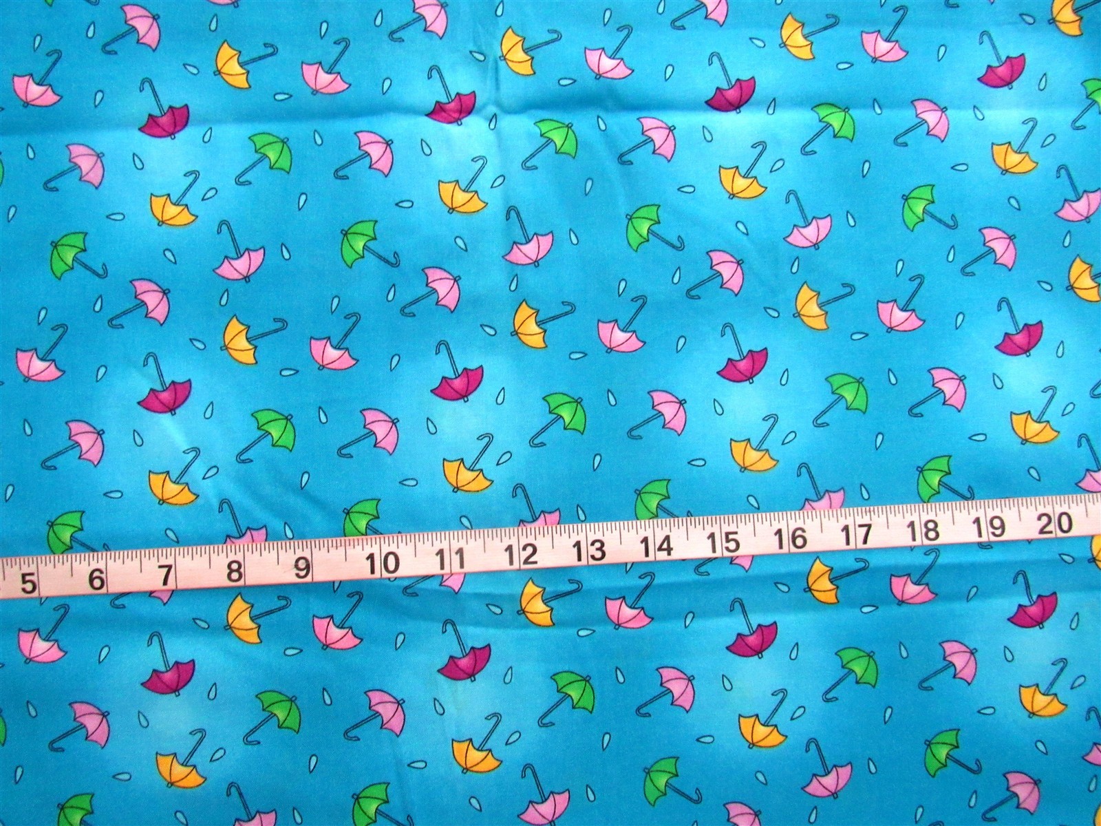 1 yd 100% Cotton Fabric "Possibilities" by AvLyn Creations, Blues w/Umbrellas