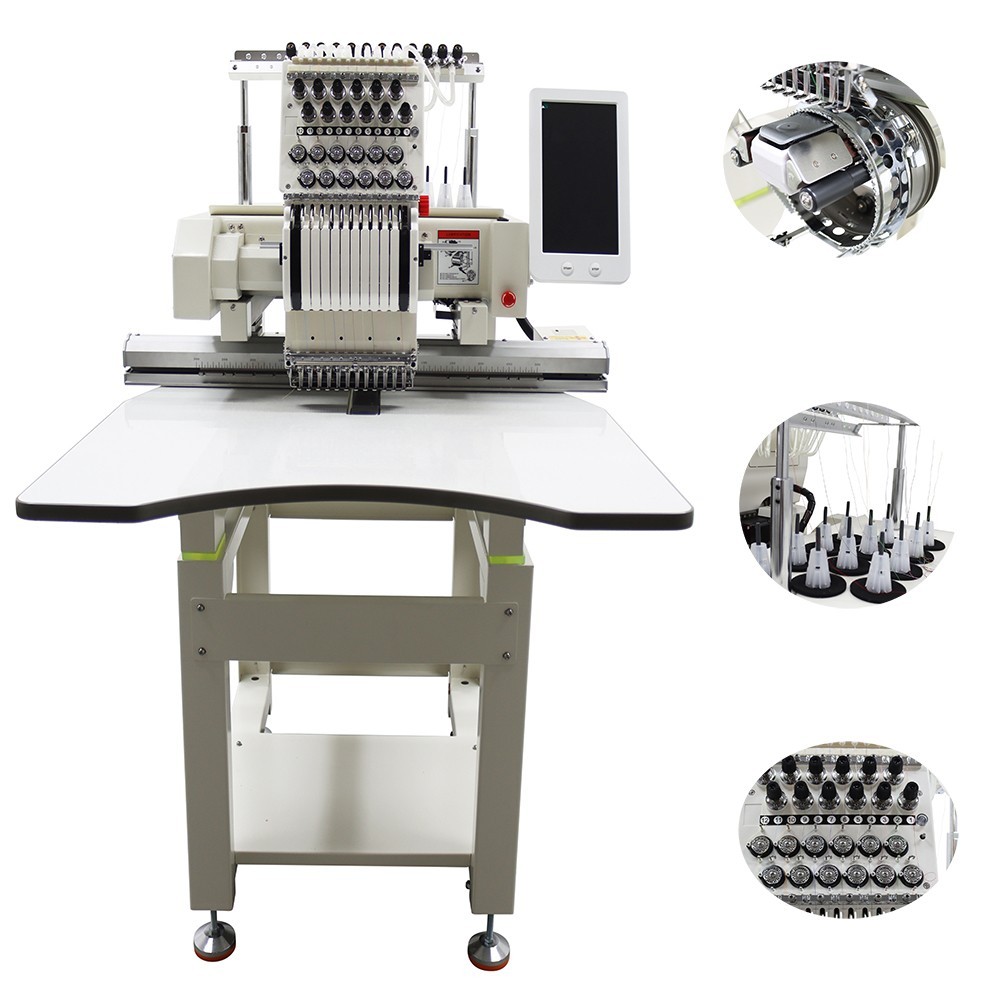 TECHTONGDA 12 Needle Commercial Embroidery Machine Single Head for DIY Design