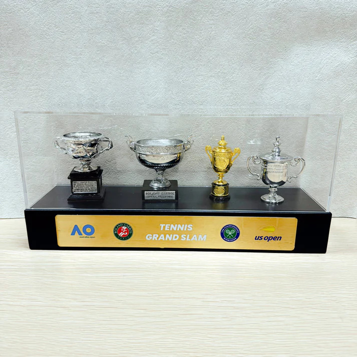 Tennis Men Grand Trophy Slam Set Metal Replica 8cm 4 Trophy With Display Case
