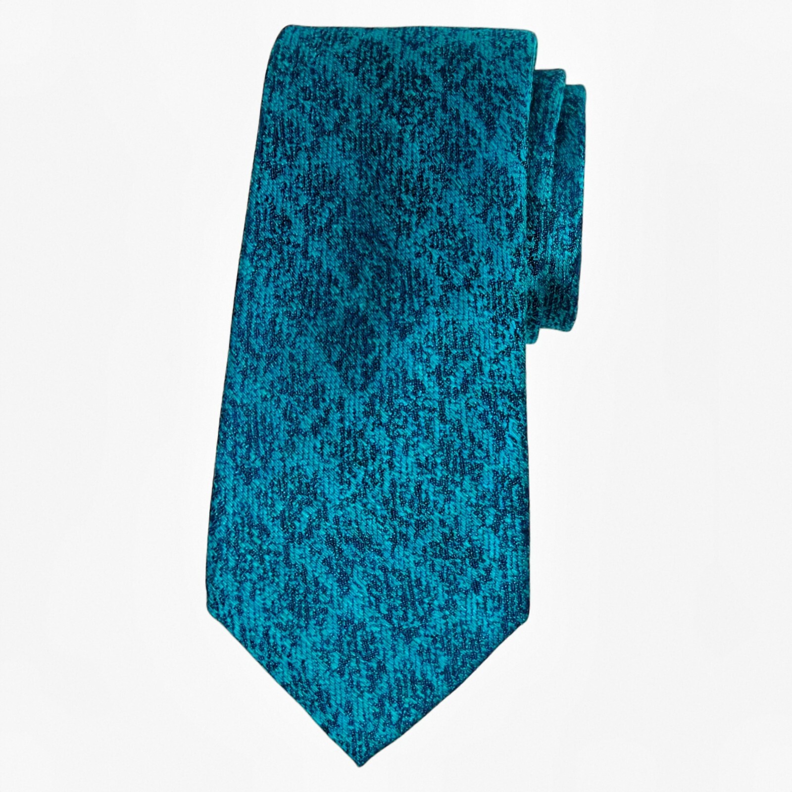 KENNETH COLE AWEARNESS Mens Silk Linen Tie Teal over Navy Texture 3.0 Necktie