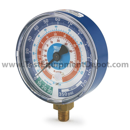 Yellow Jacket 49152 3-1/8" Dry Compound Gauge, Blue °F, 30"-0-120 psi