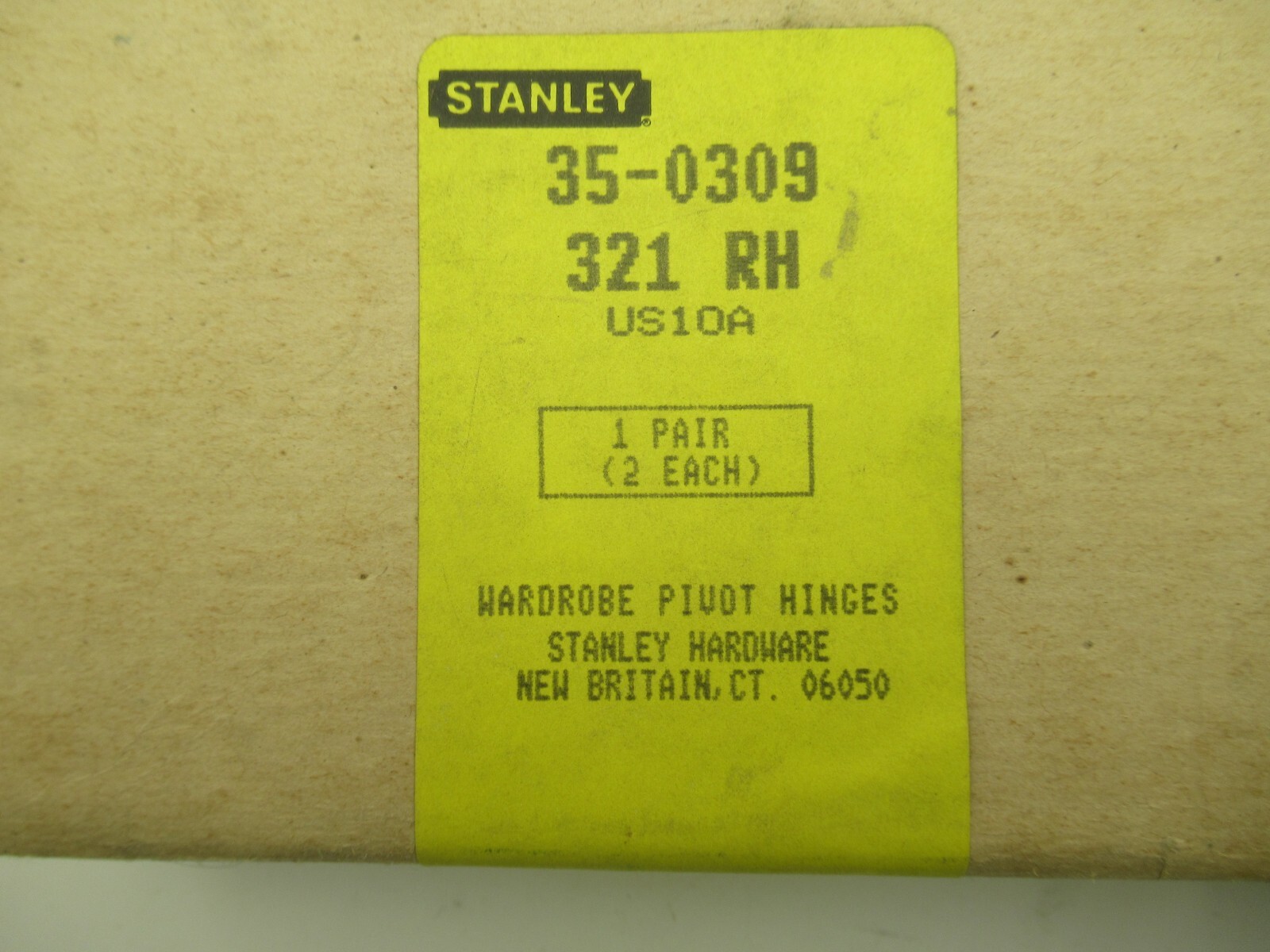Stanley 321 RH Wardrobe Pivot Hinge 35-0309 Brushed Brass Color